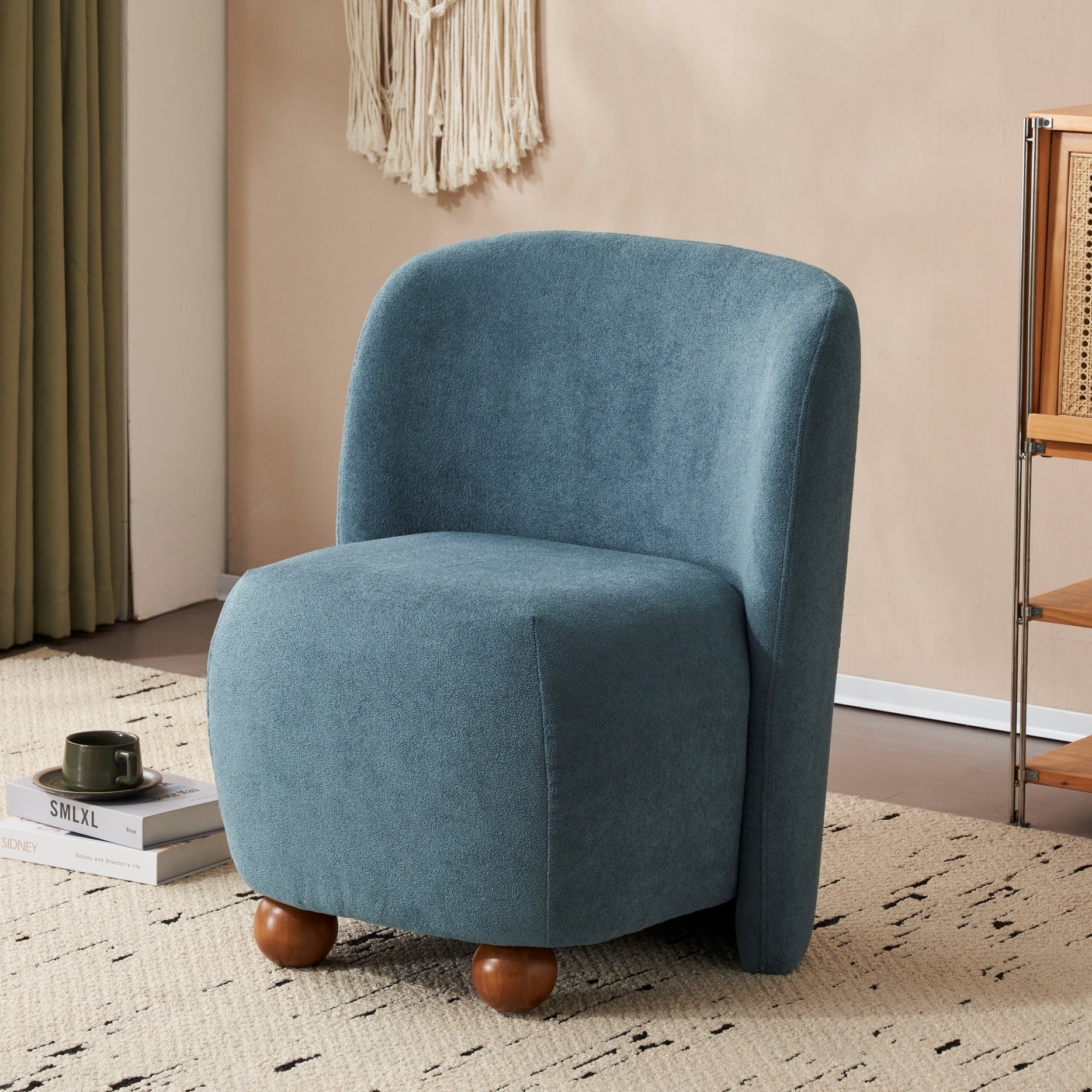 Modern Blue Armless Accent Chair for Small Spaces