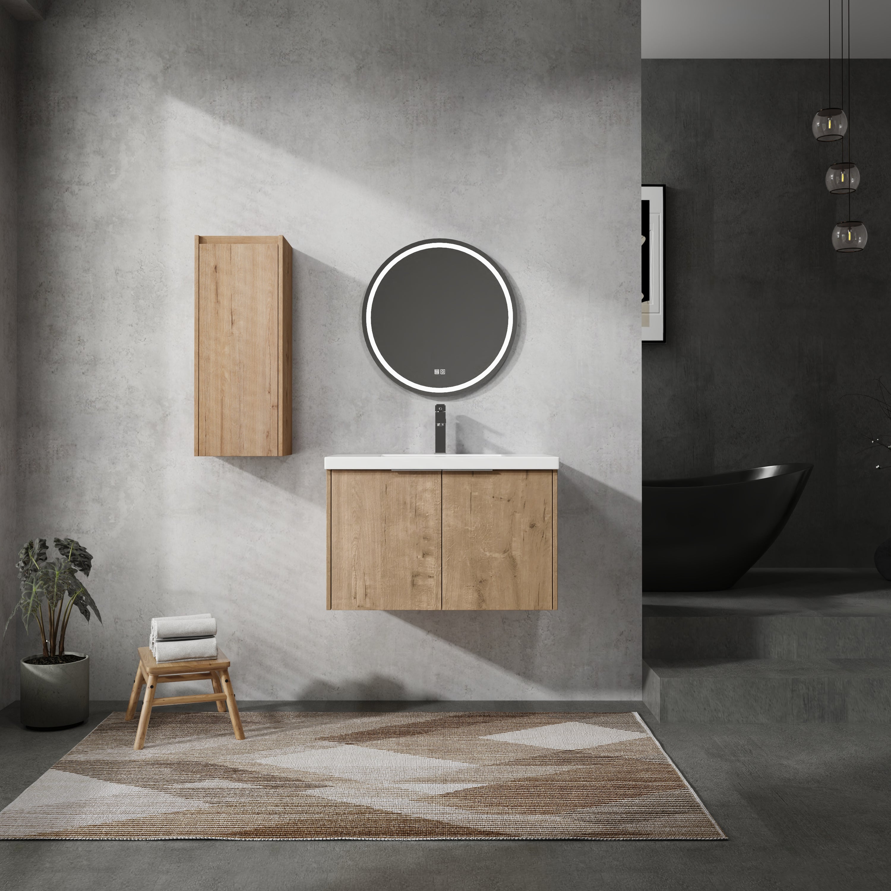 Wall-Mounted Bathroom Vanity with Sink & Cabinet