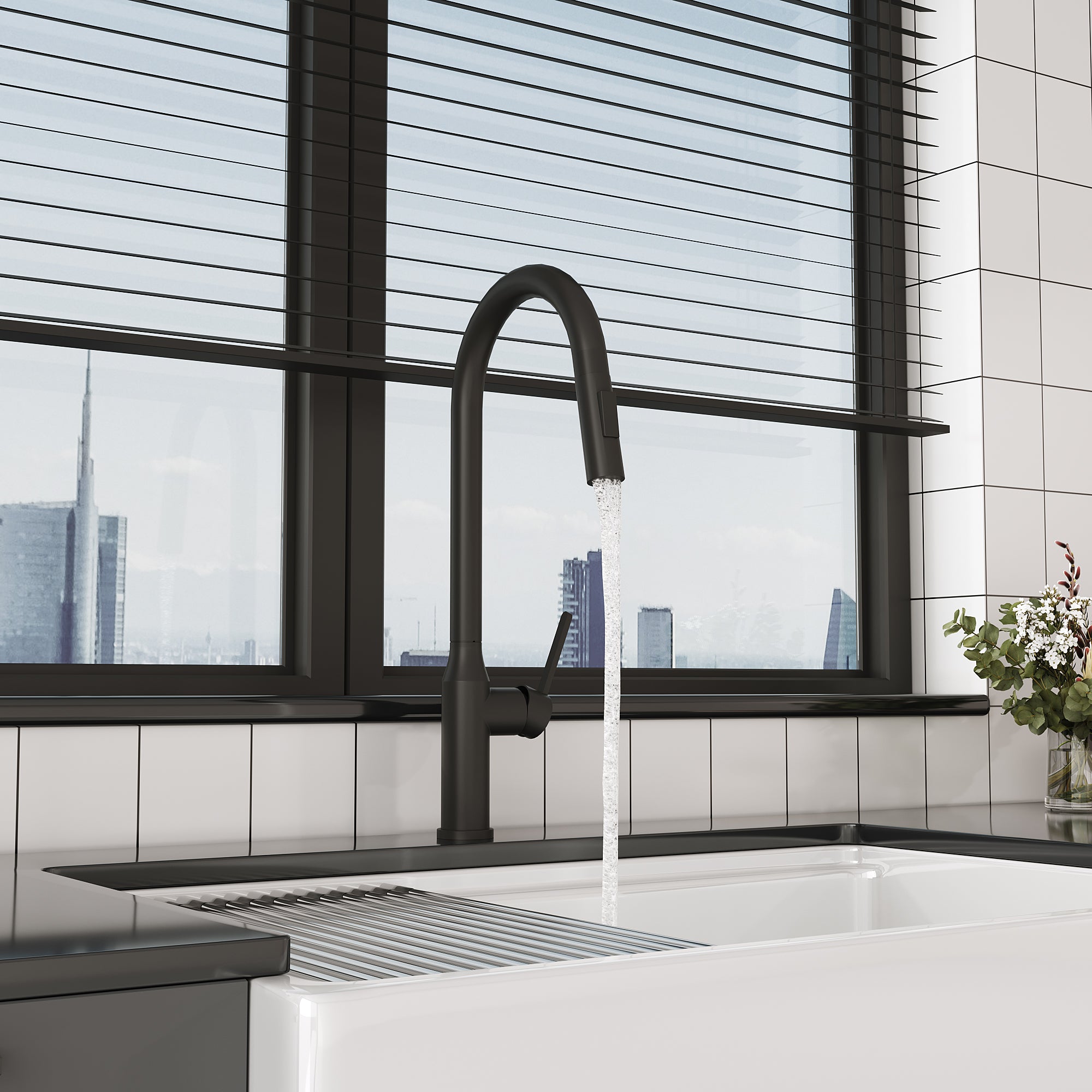 Matt Black Pull-Down Kitchen Faucet - Bothwa 18.83"