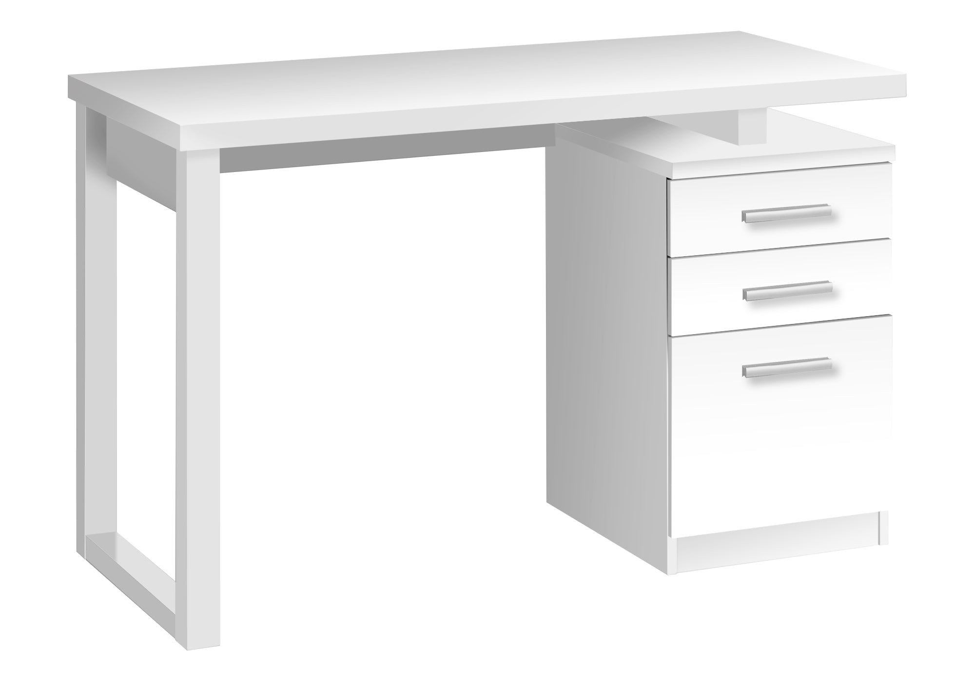 Modern White Computer Desk, 48" with Storage Drawers