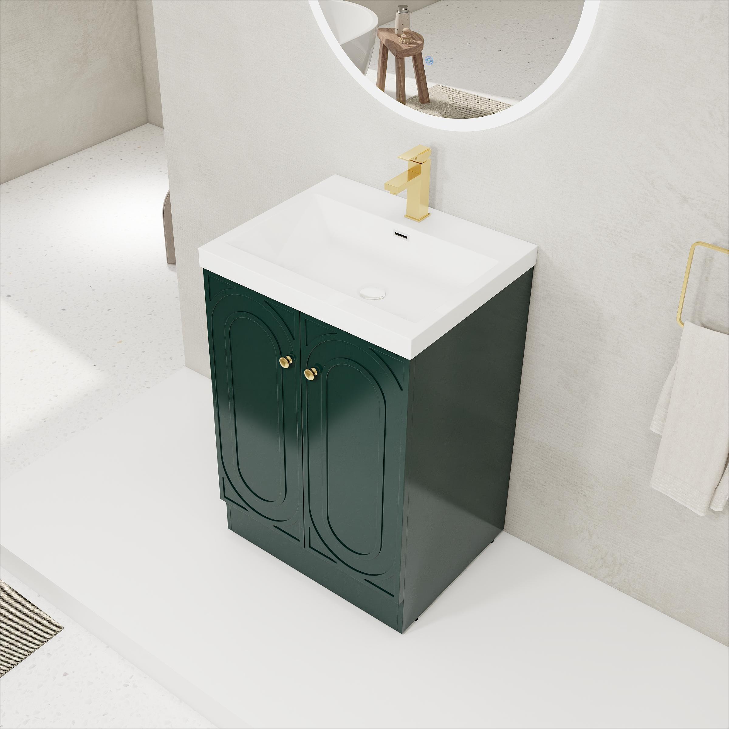 24" White Freestanding Bathroom Vanity with Sink
