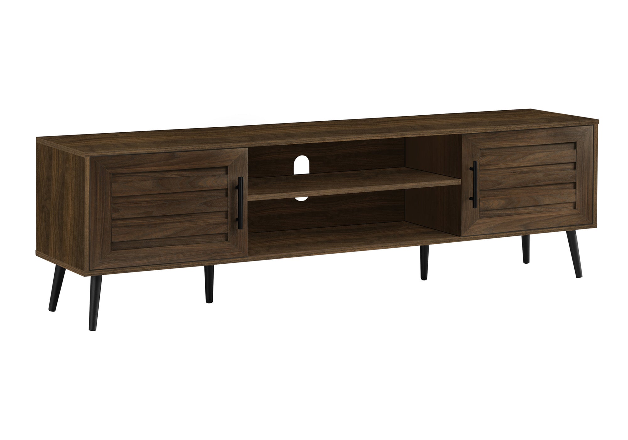 72" TV Stand Console, Media Entertainment Center, Brown & Black