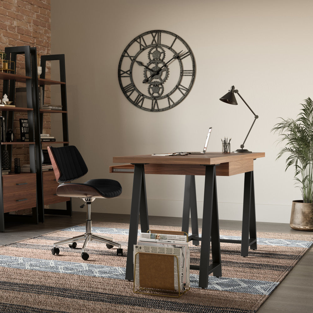 Sawhorse Desk: Walnut Veneer & Metal | Modern Home Office