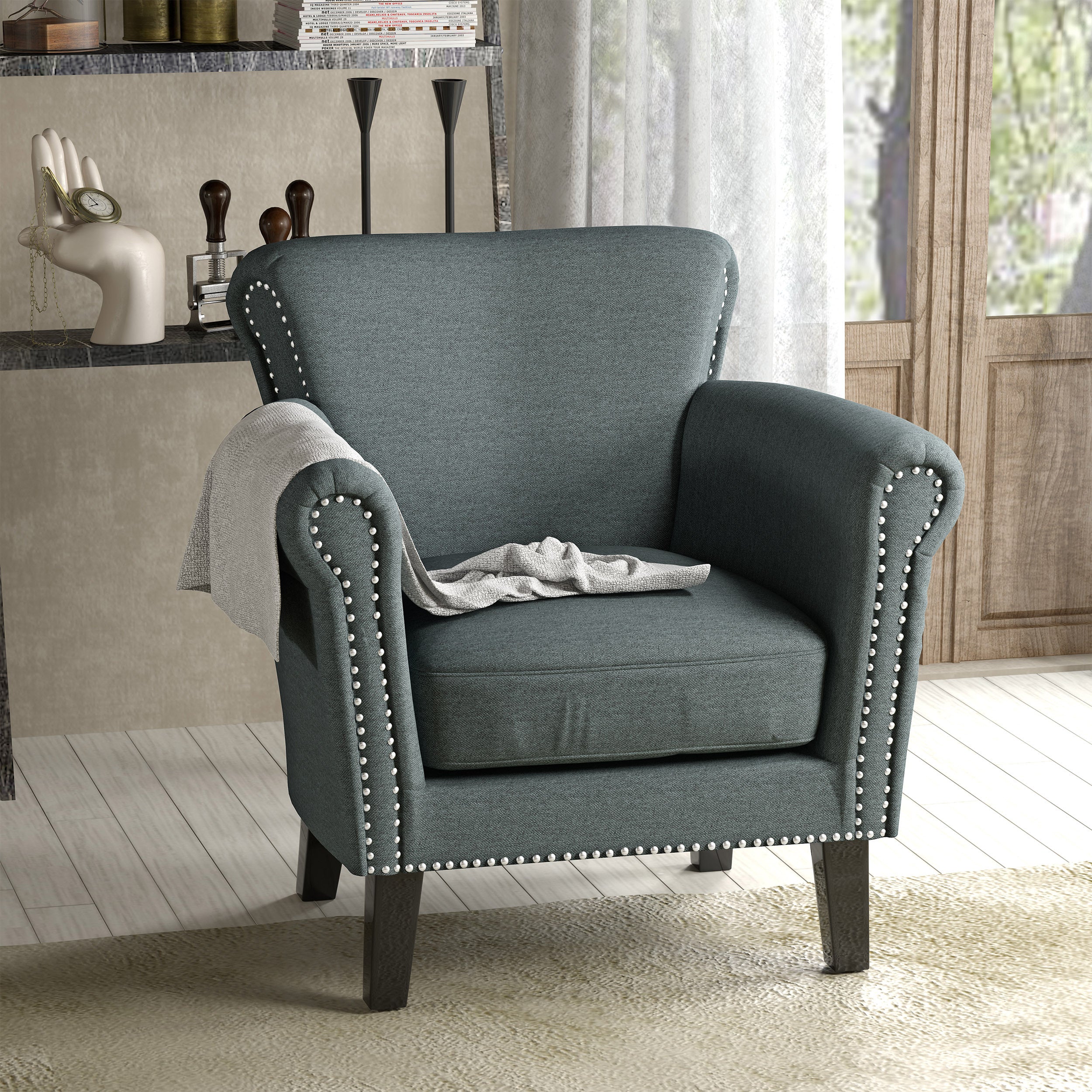 Modern Velvet Club Chair | Accent Armchair | Living Room Furniture