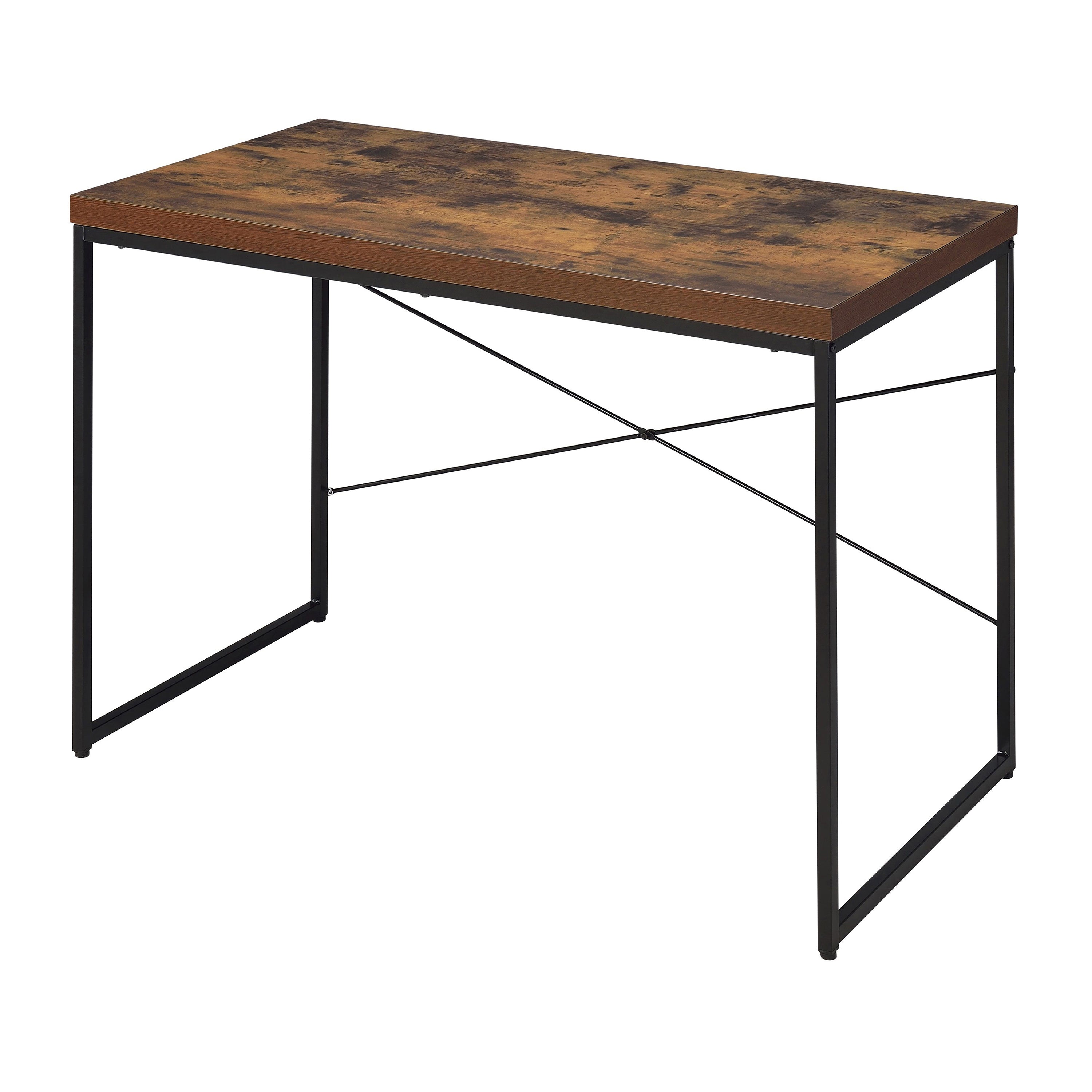 Weathered Oak & Black Metal Writing Desk | Sled Base