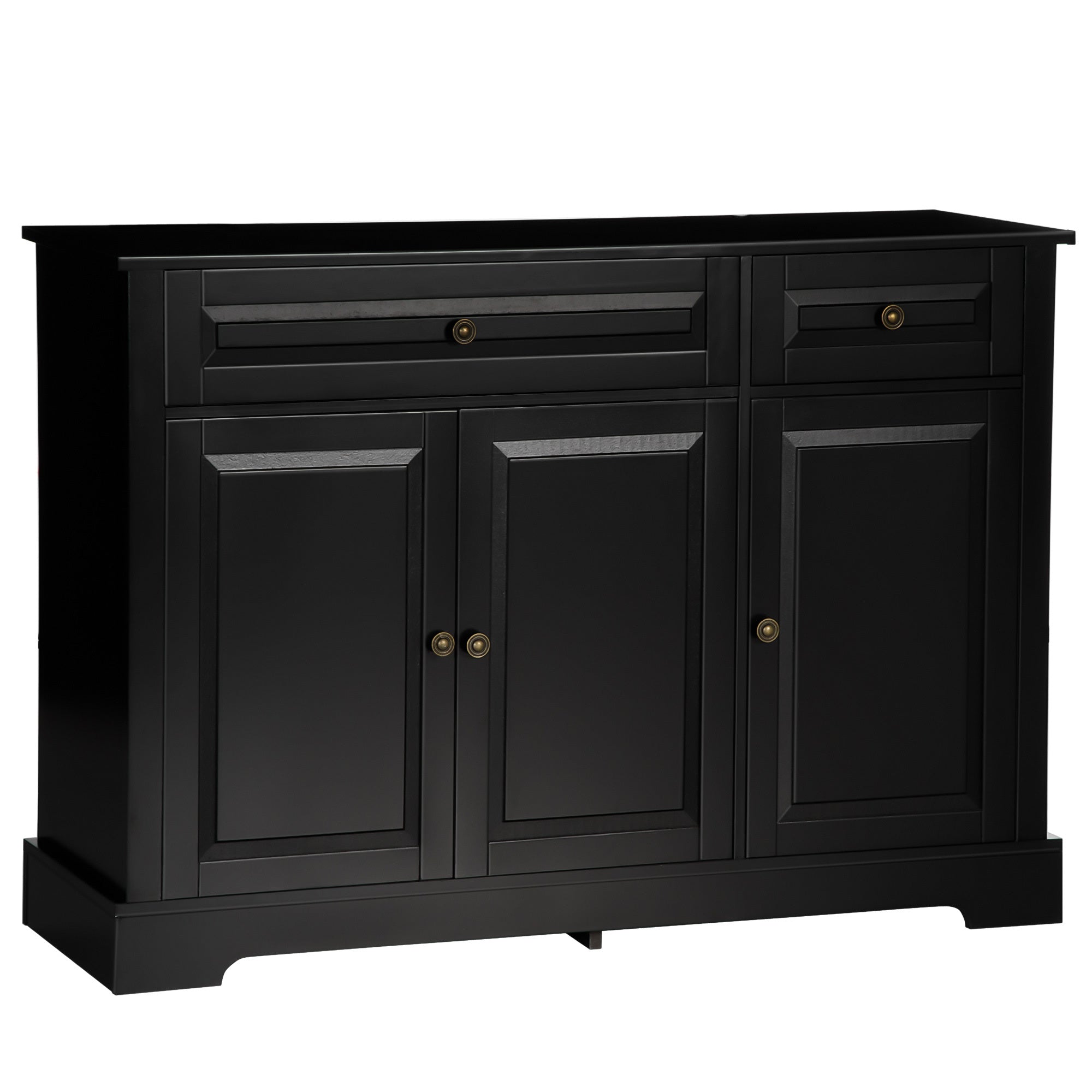 HOMCOM Black Sideboard: 2 Drawers, Adjustable Shelves