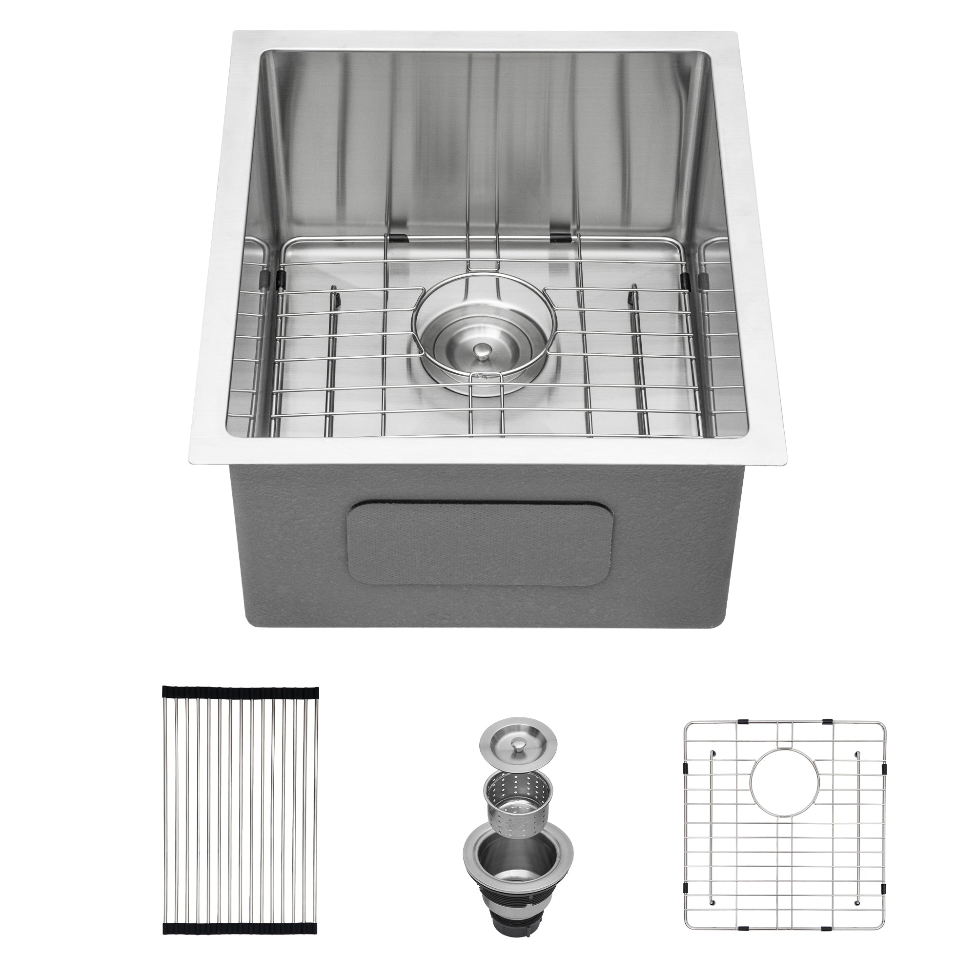 15" Undermount Kitchen Sink: Stainless Steel, 16 Gauge