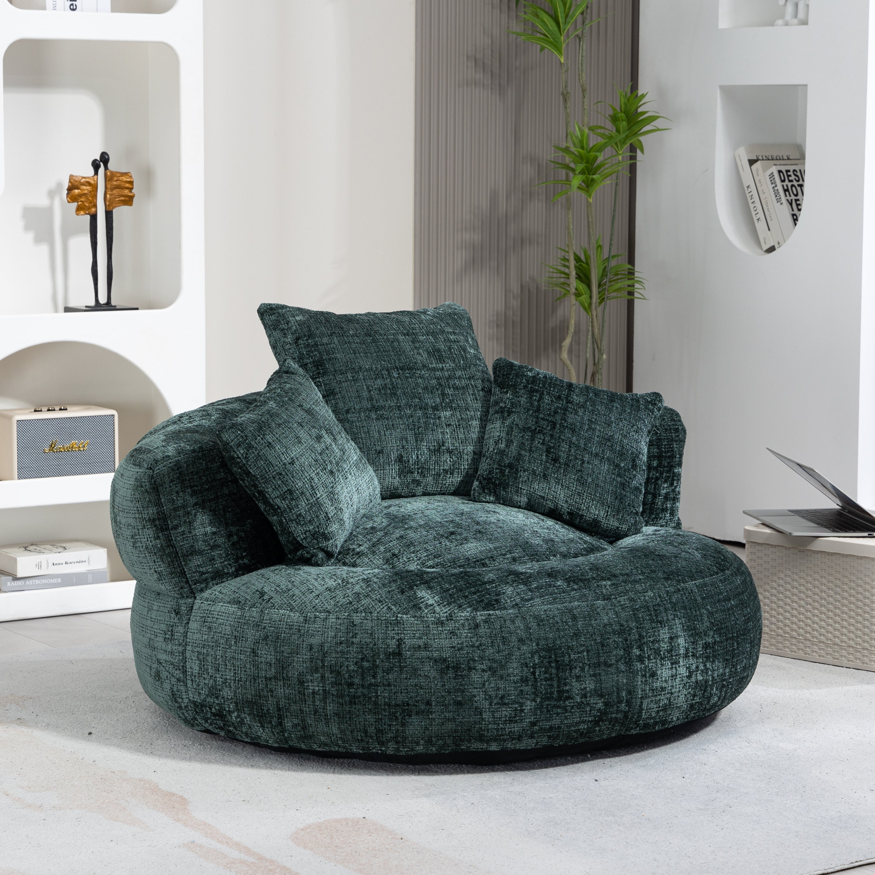 Luxury Bean Bag Chair: Emerald Chenille Comfort