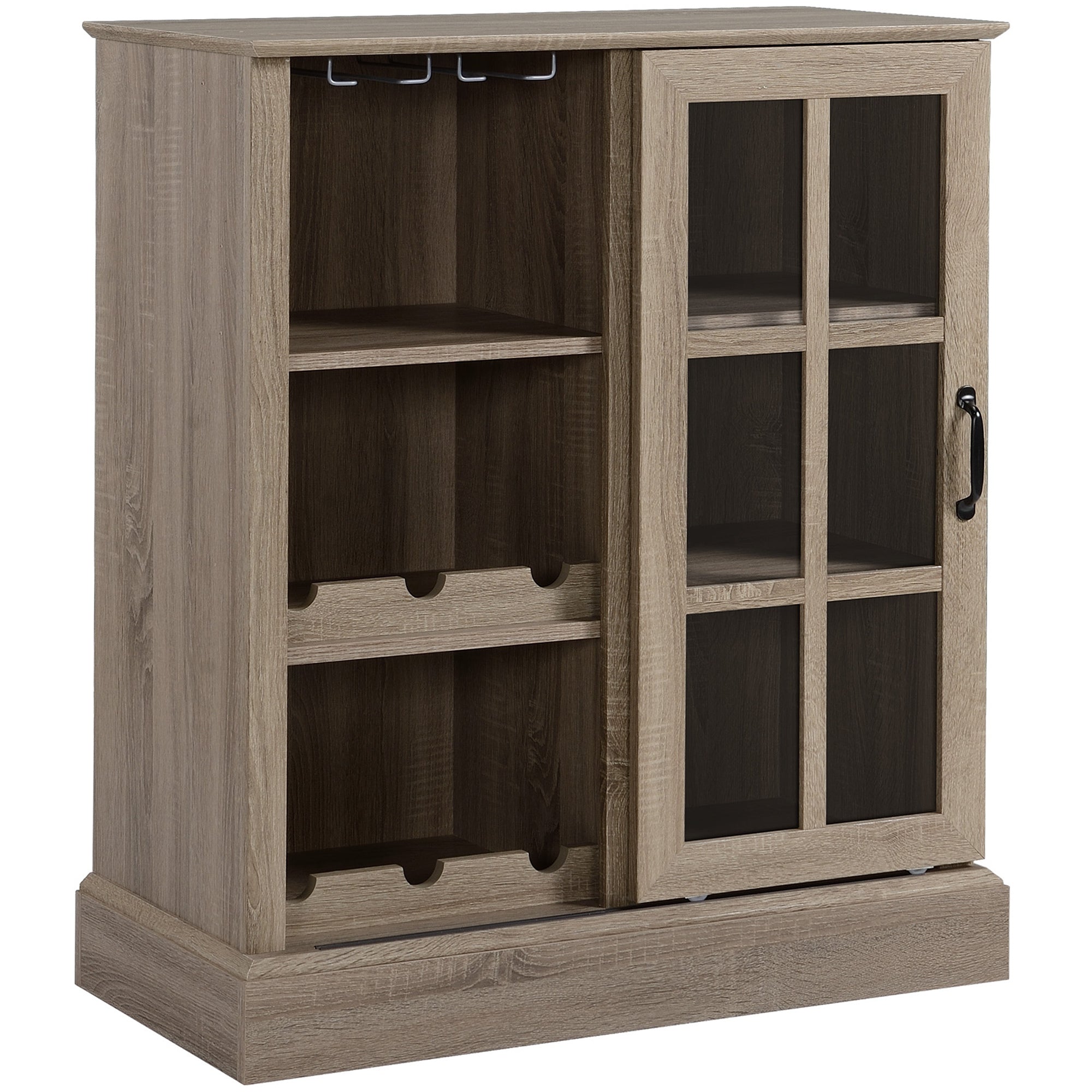 Wine Bar Cabinet with Glass Door & Storage
