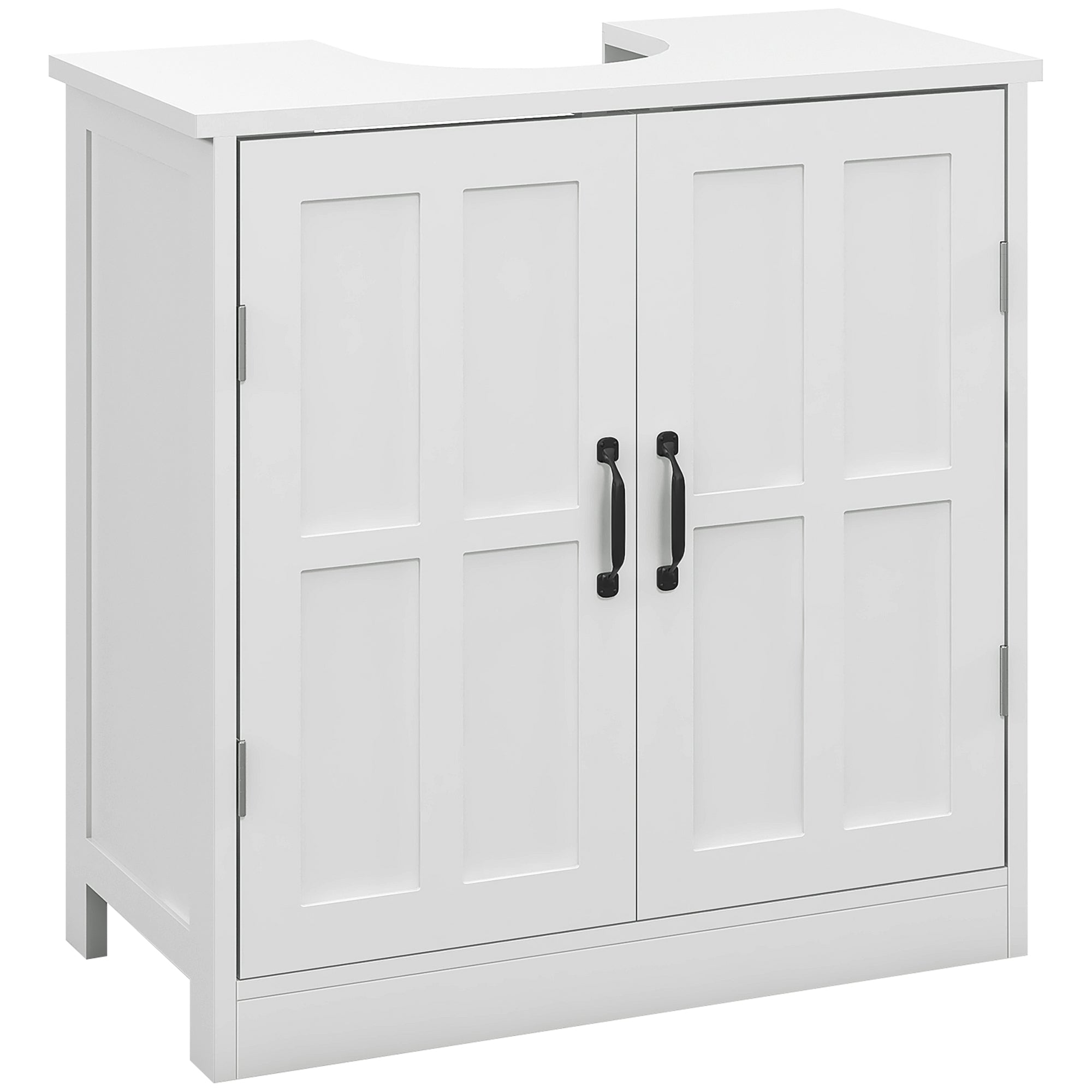 White Pedestal Sink Cabinet w/ Adjustable Shelf