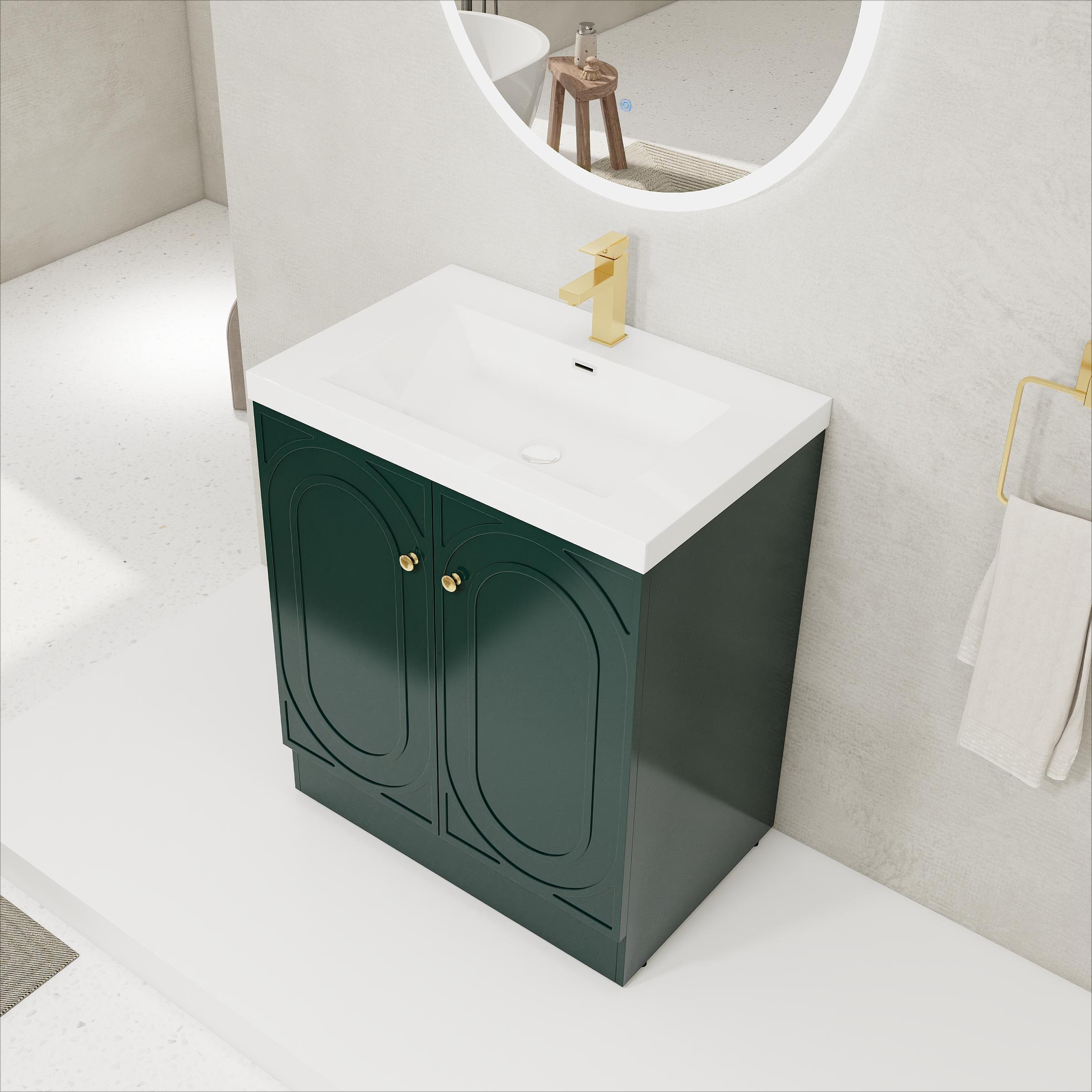30" White Freestanding Bathroom Vanity with Sink