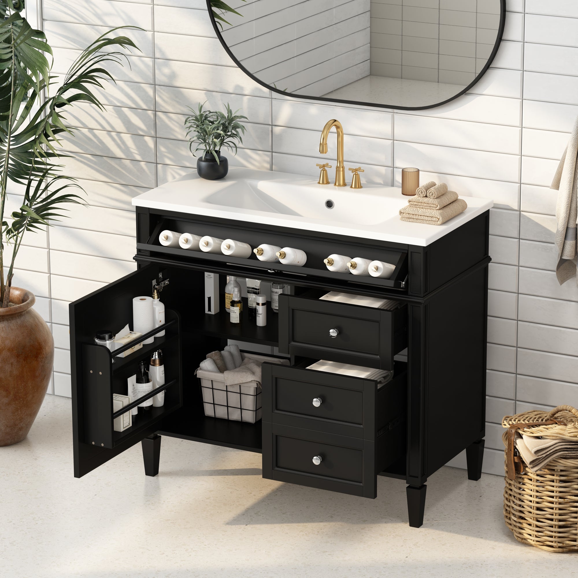36" Modern Bathroom Vanity with Sink & Drawers