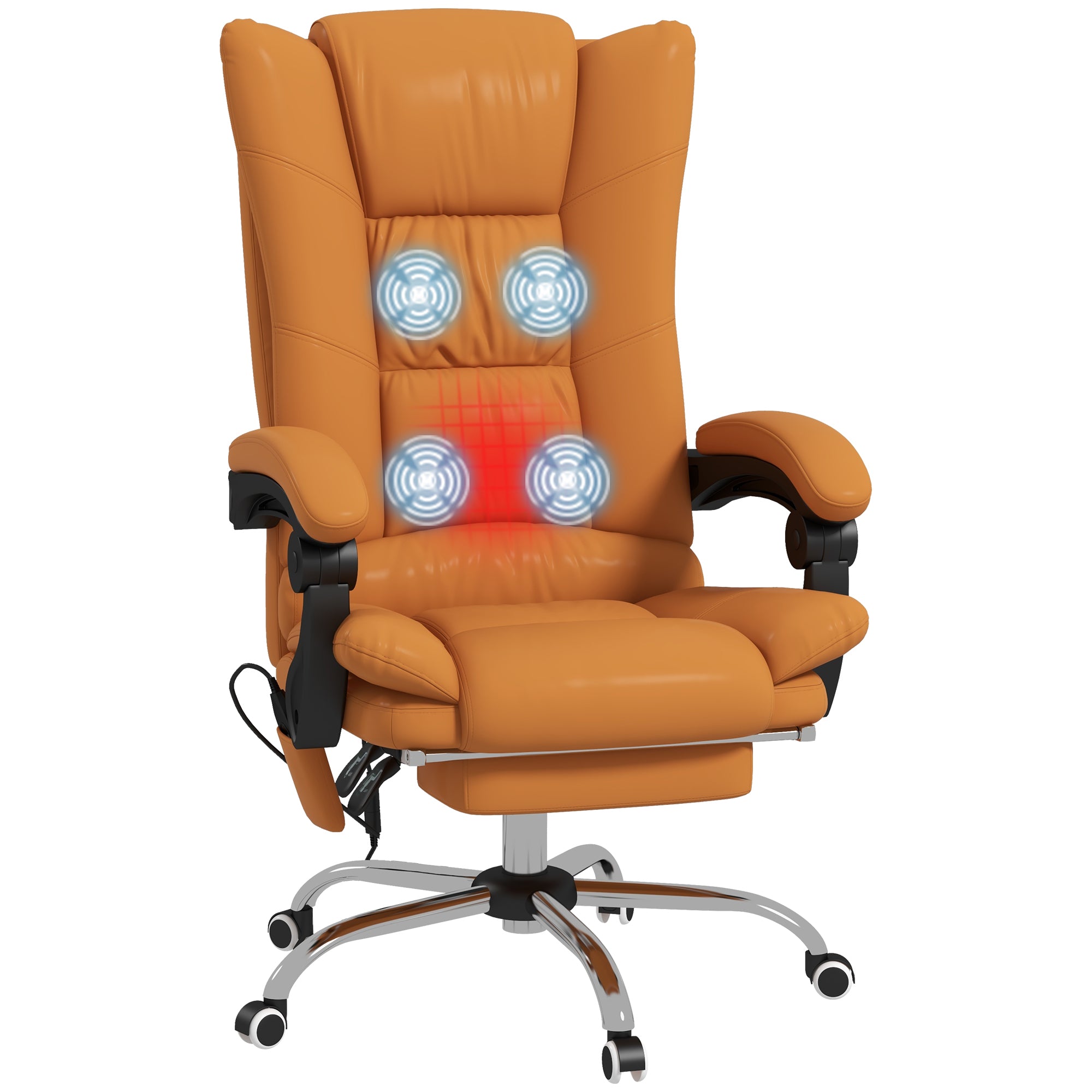 Massage Office Chair w/ Heat & Footrest - Light Brown