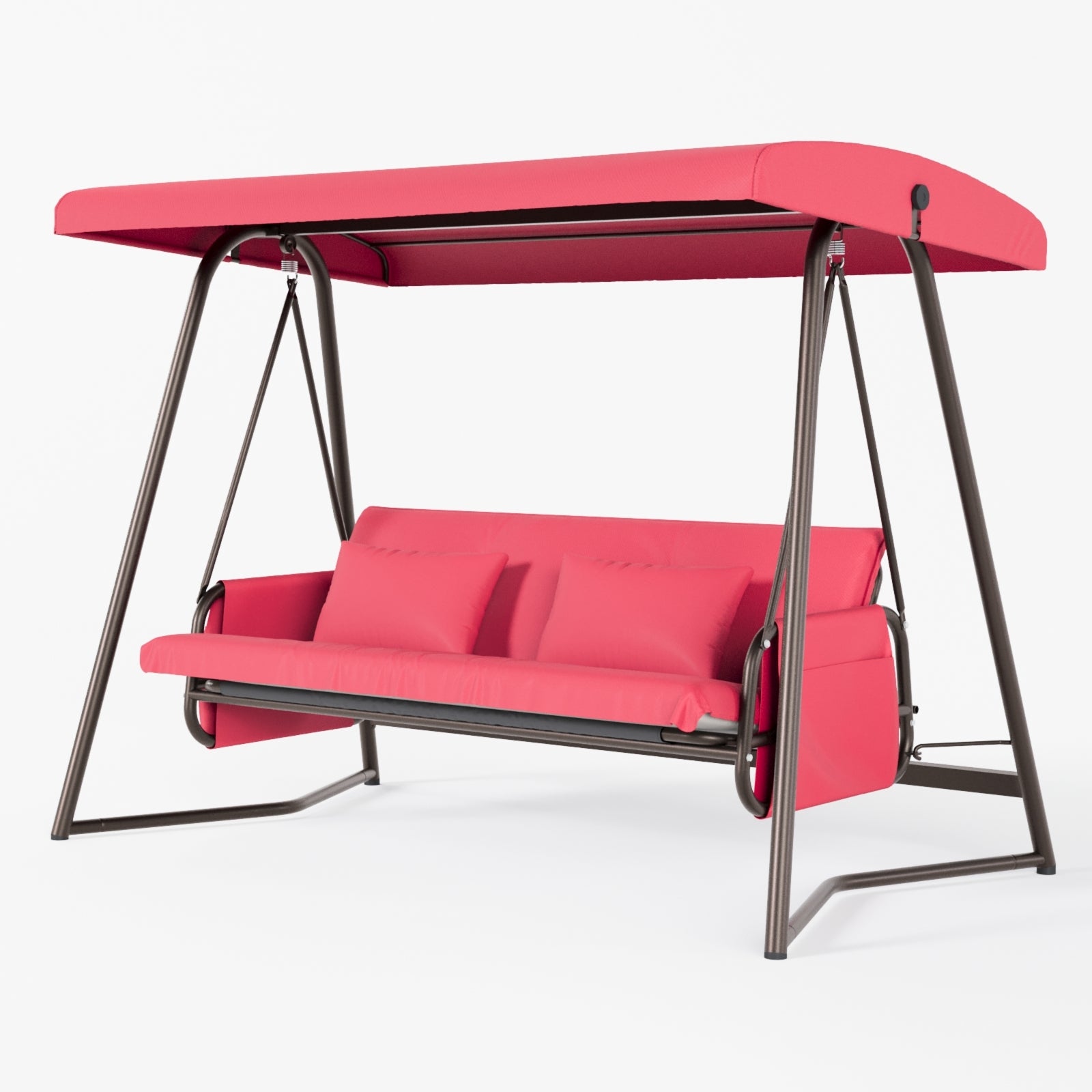 Red Metal 3-Seater Patio Swing with Canopy