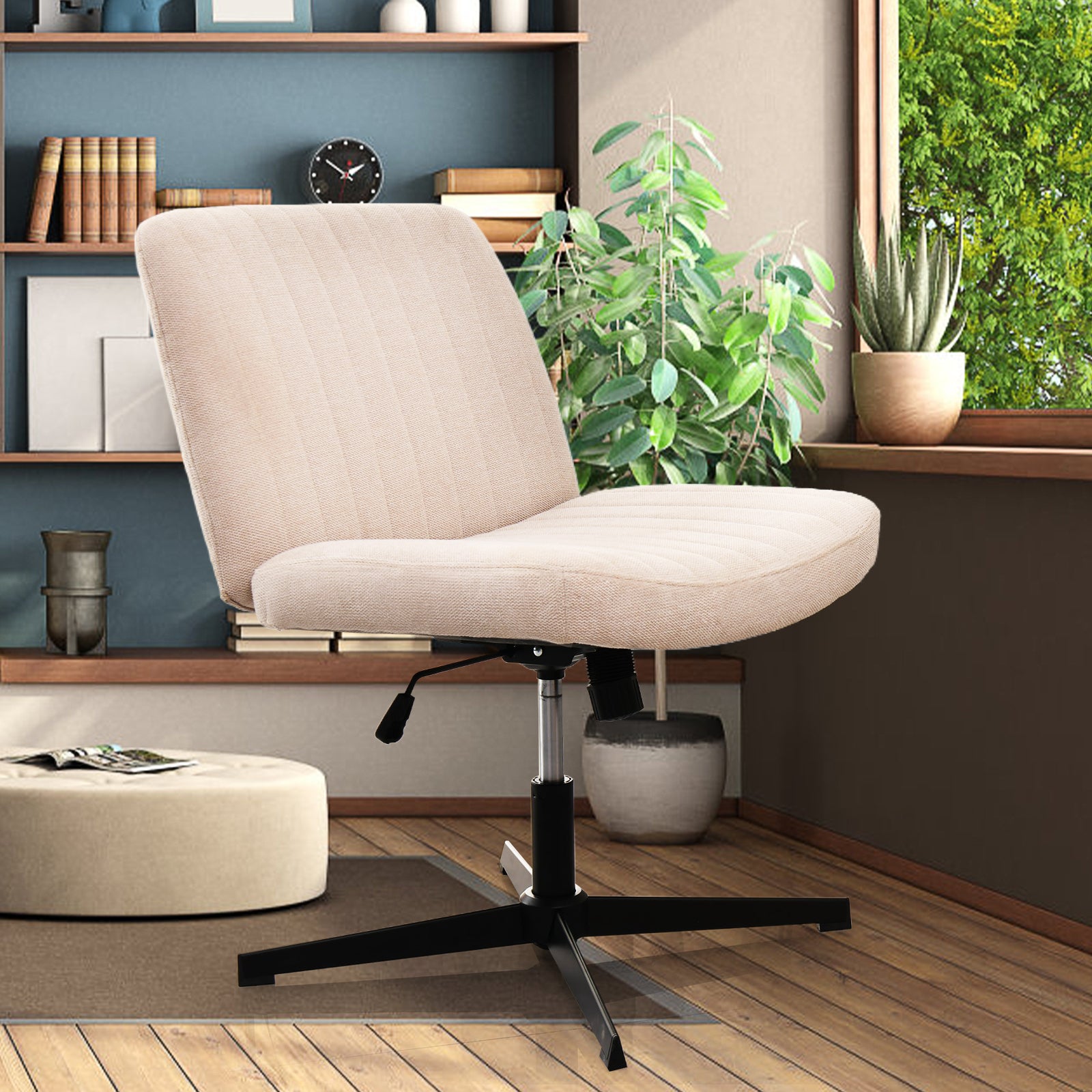 Wide Comfy Cross-Legged Office Chair | Armless Desk Chair