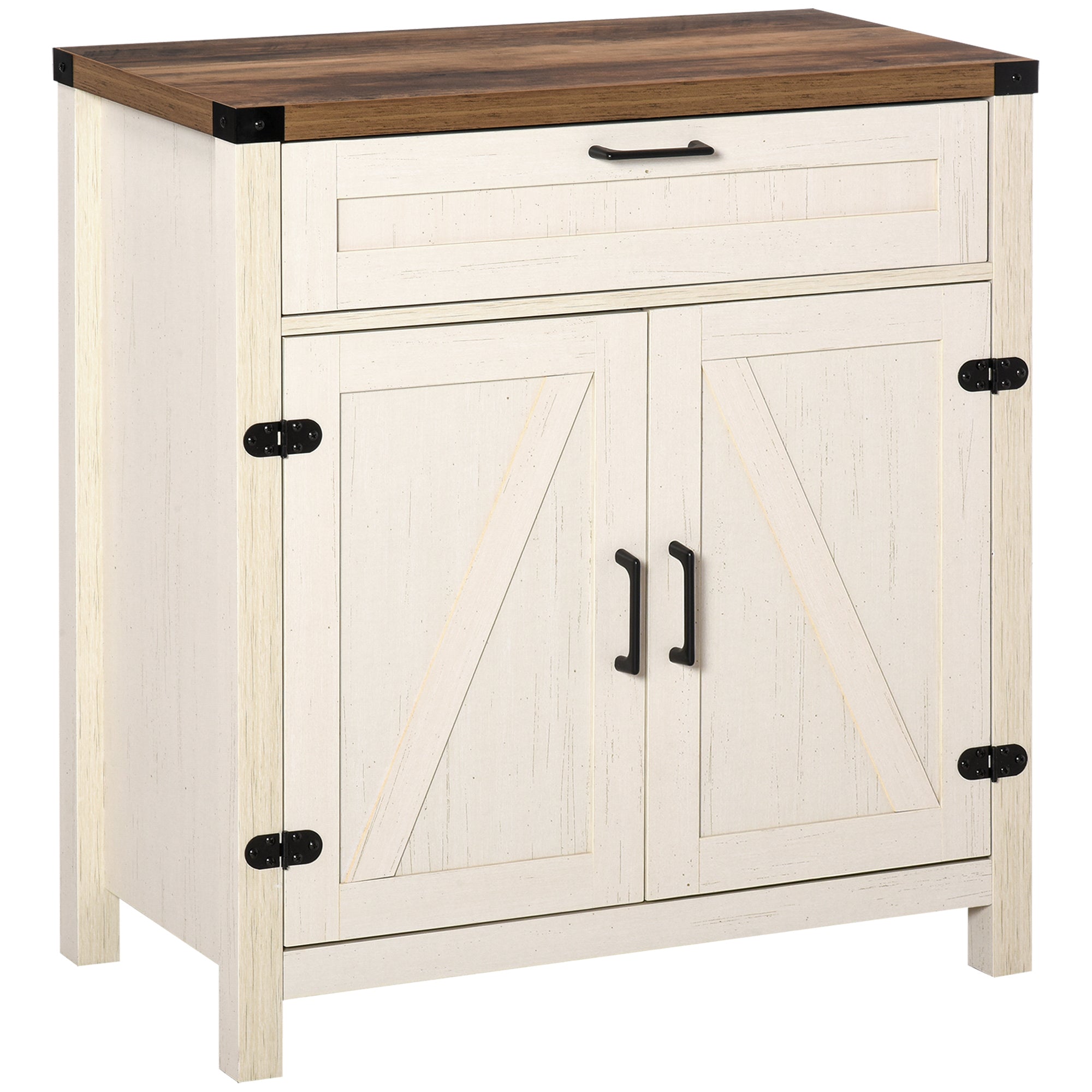 Farmhouse Sideboard Buffet: Rustic White Cabinet