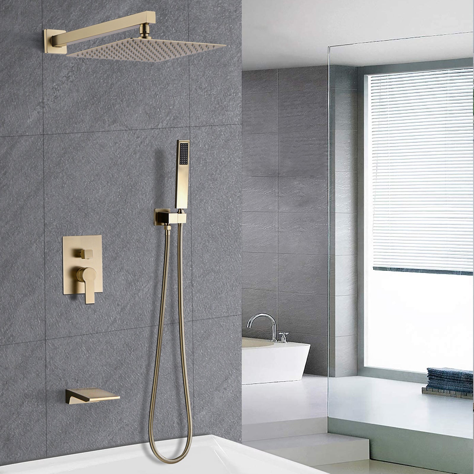 12" Shower System: Handheld Shower Head