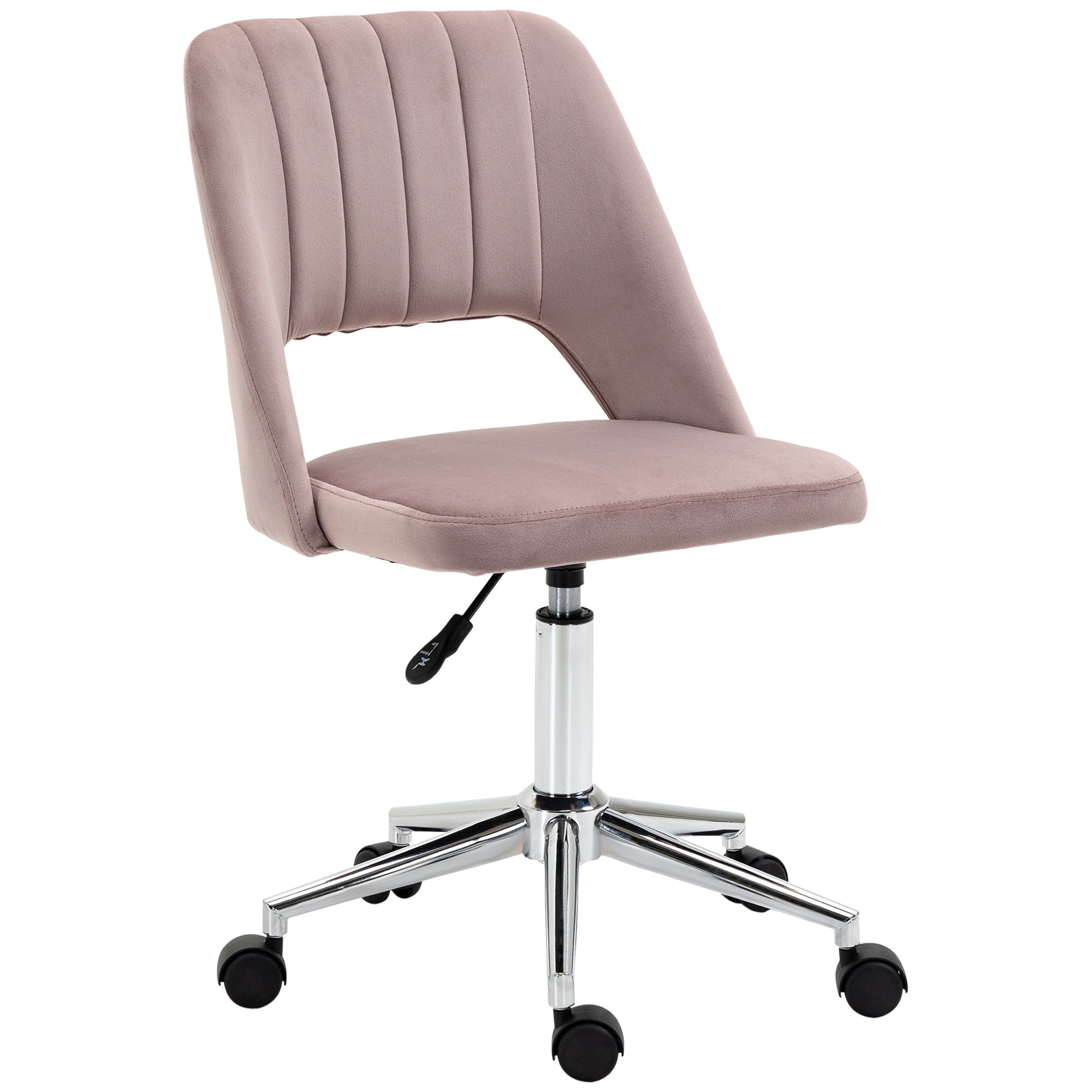 Pink Velvet Office Chair, Modern Mid-Back Desk Chair