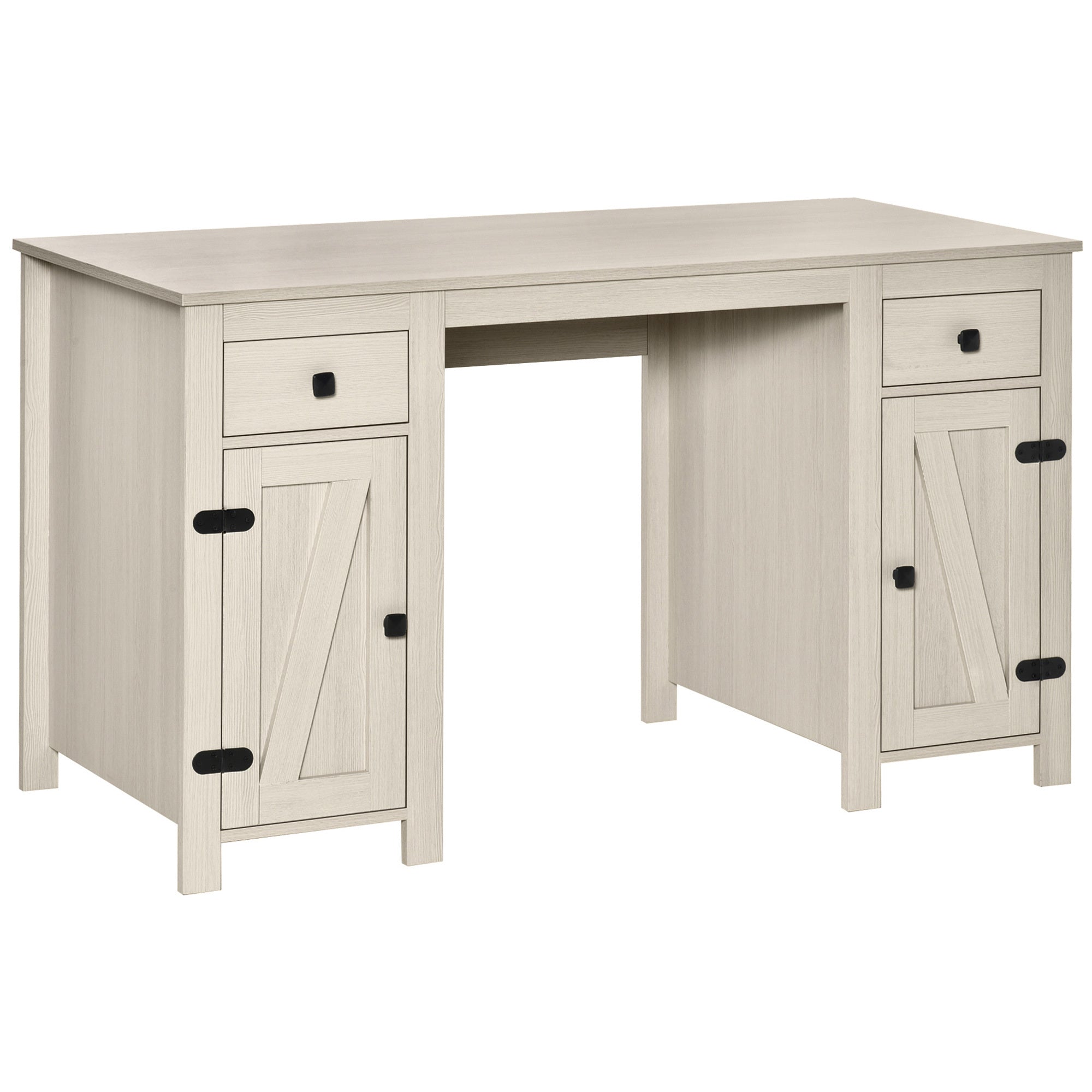 Farmhouse Computer Desk w/ Storage, Cream White