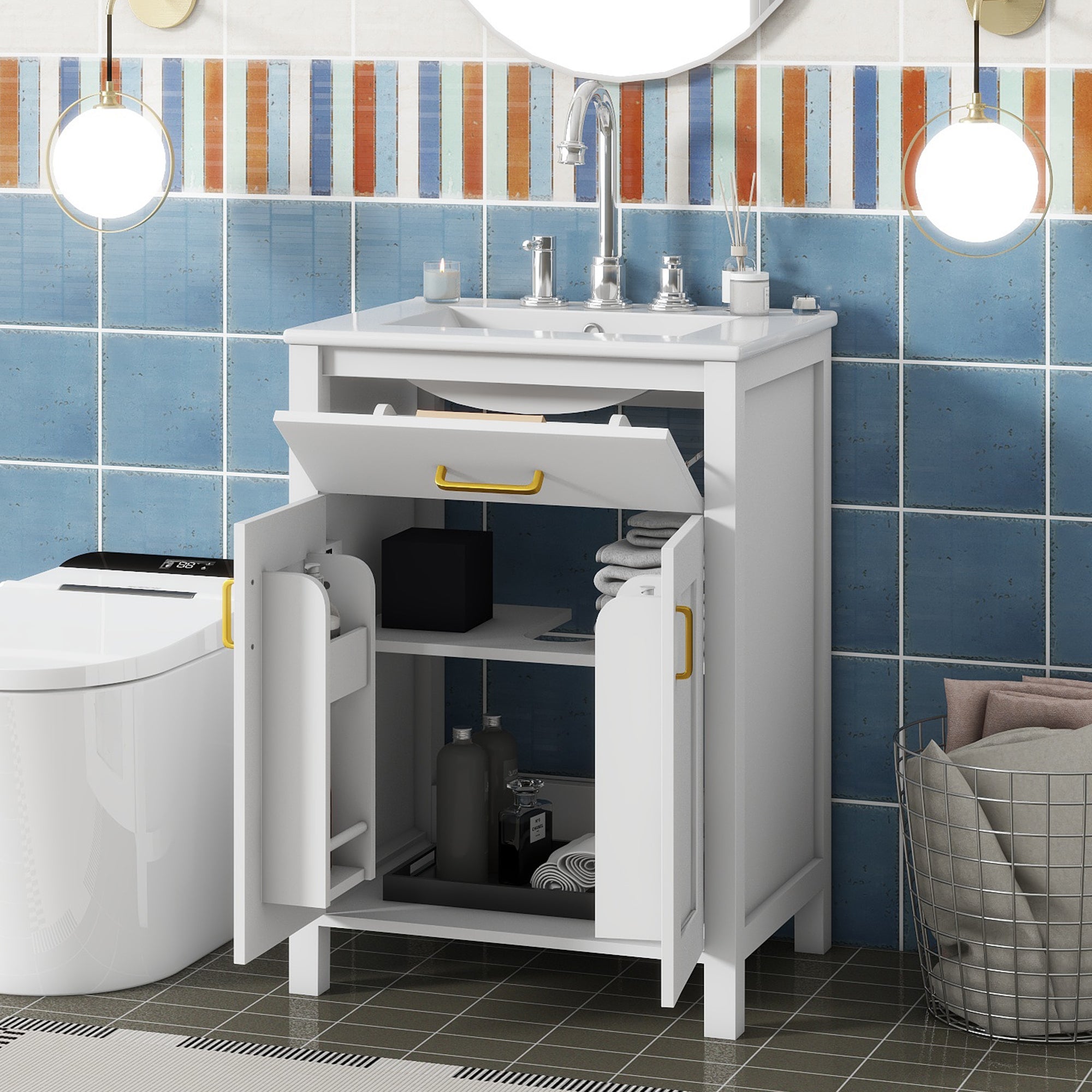 Space-Saving 24" Bathroom Vanity Combo