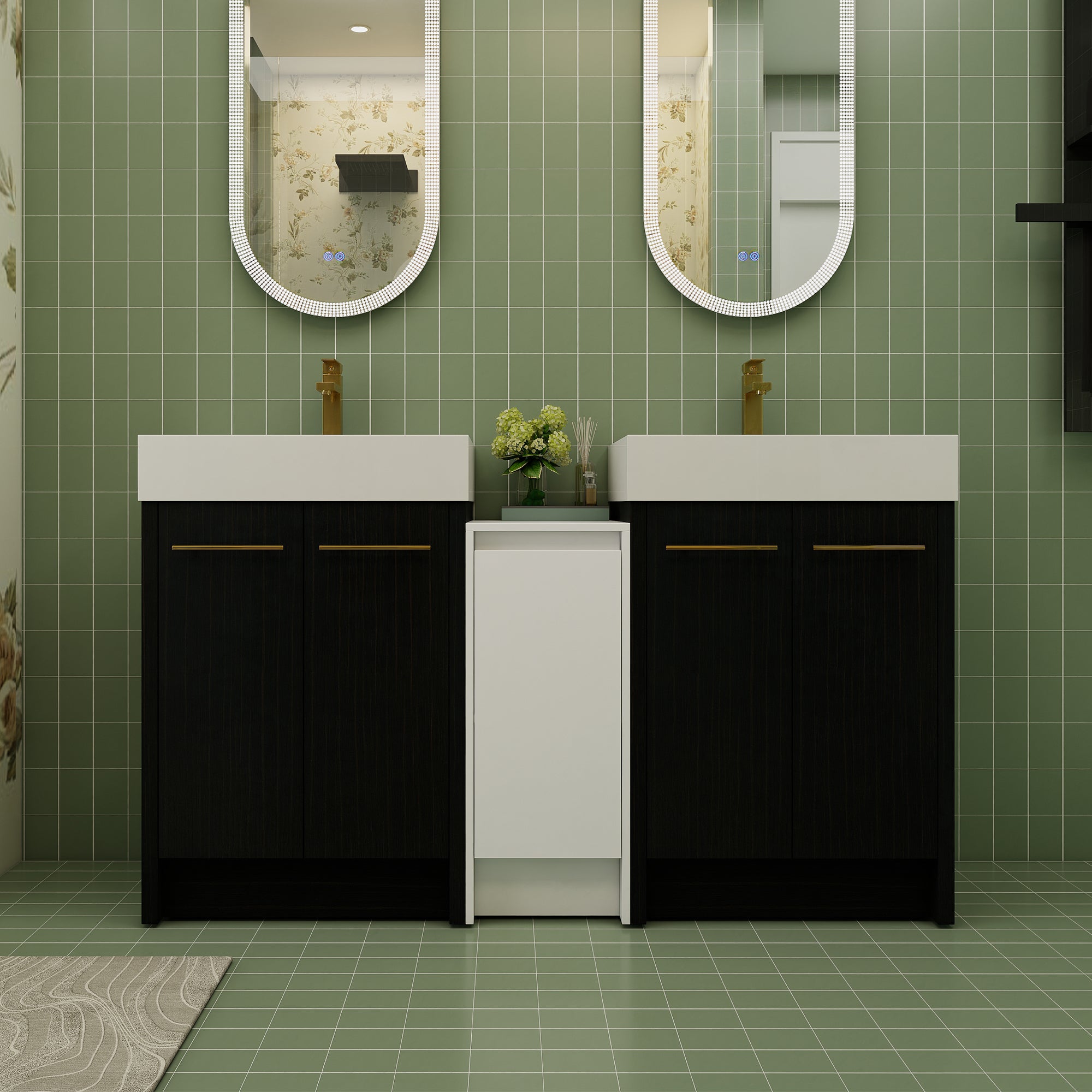 60" Freestanding Bathroom Vanity with Resin Sink