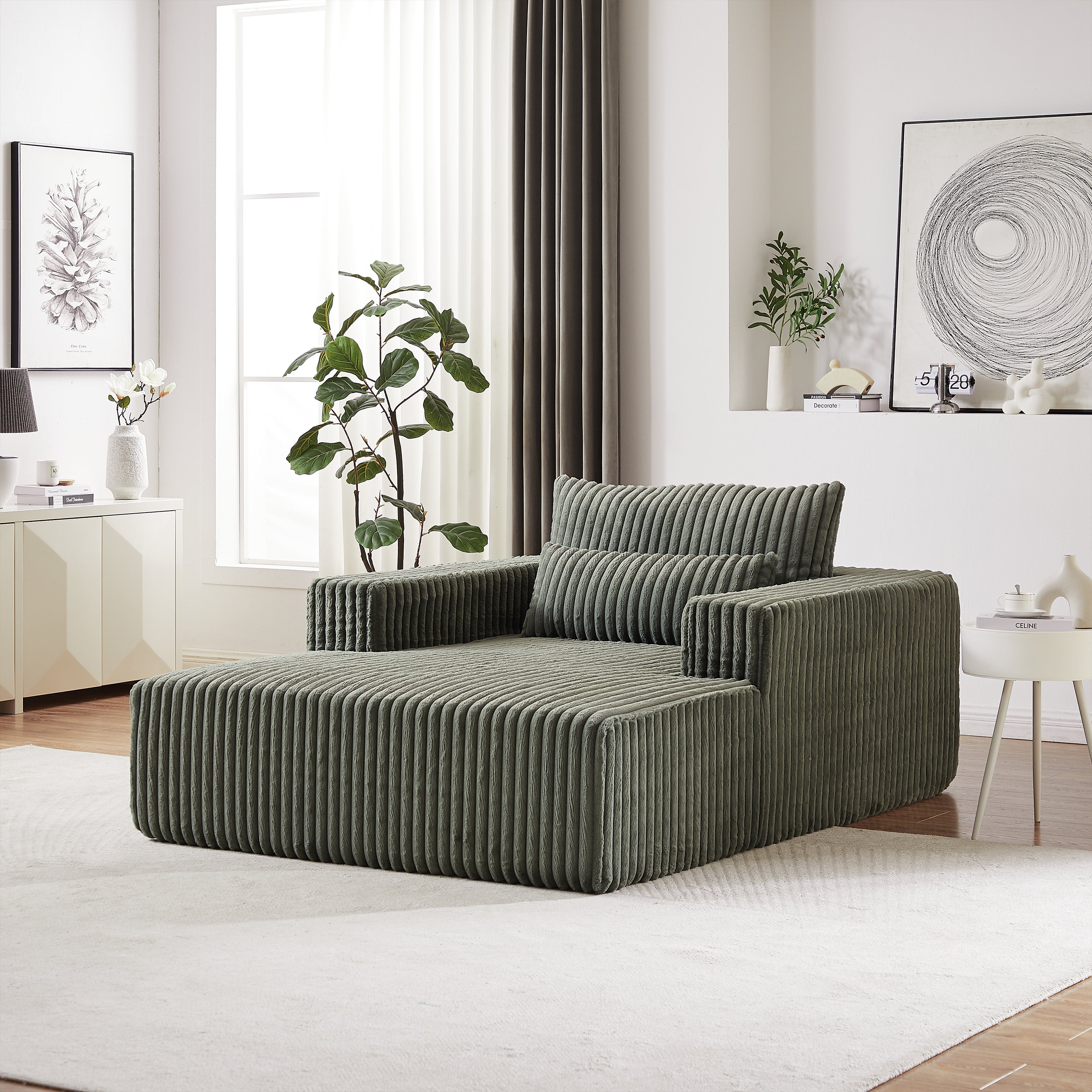 75" Corduroy Sleeper Chair: Fluffy & Modern