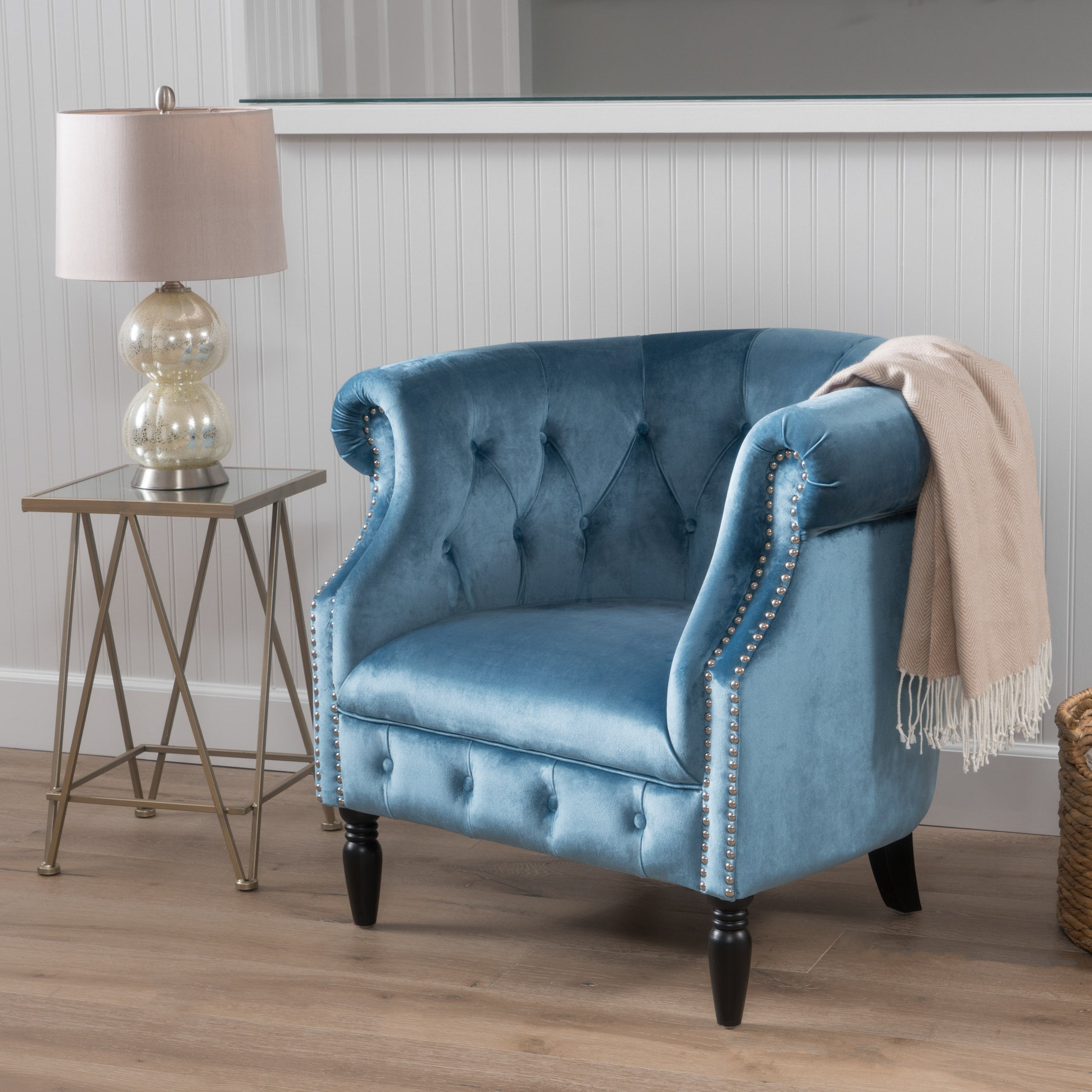 Modern Velvet Club Chair | Accent Armchair | Living Room Furniture