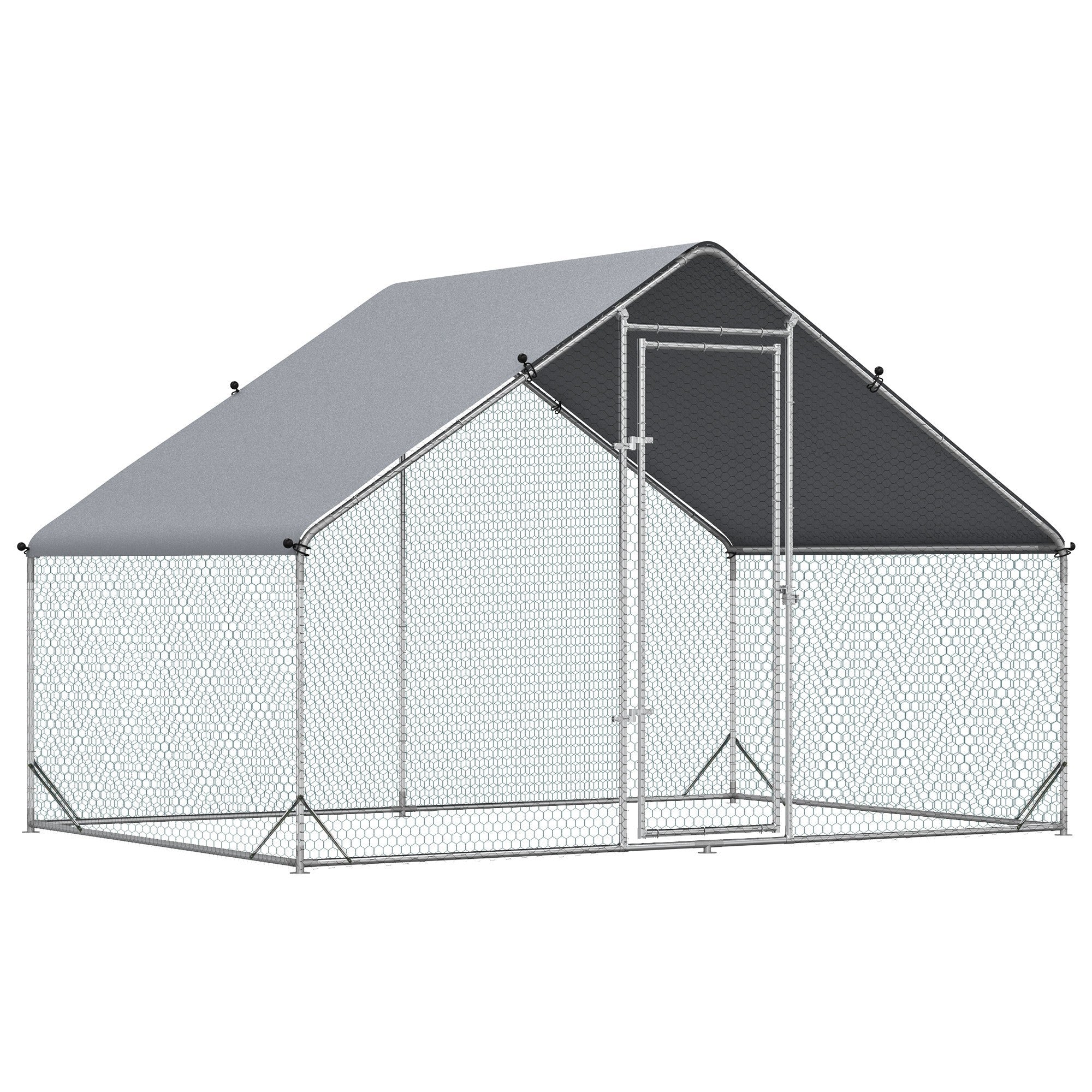 Metal Chicken Coop Run: 10x6.5ft Walk-In