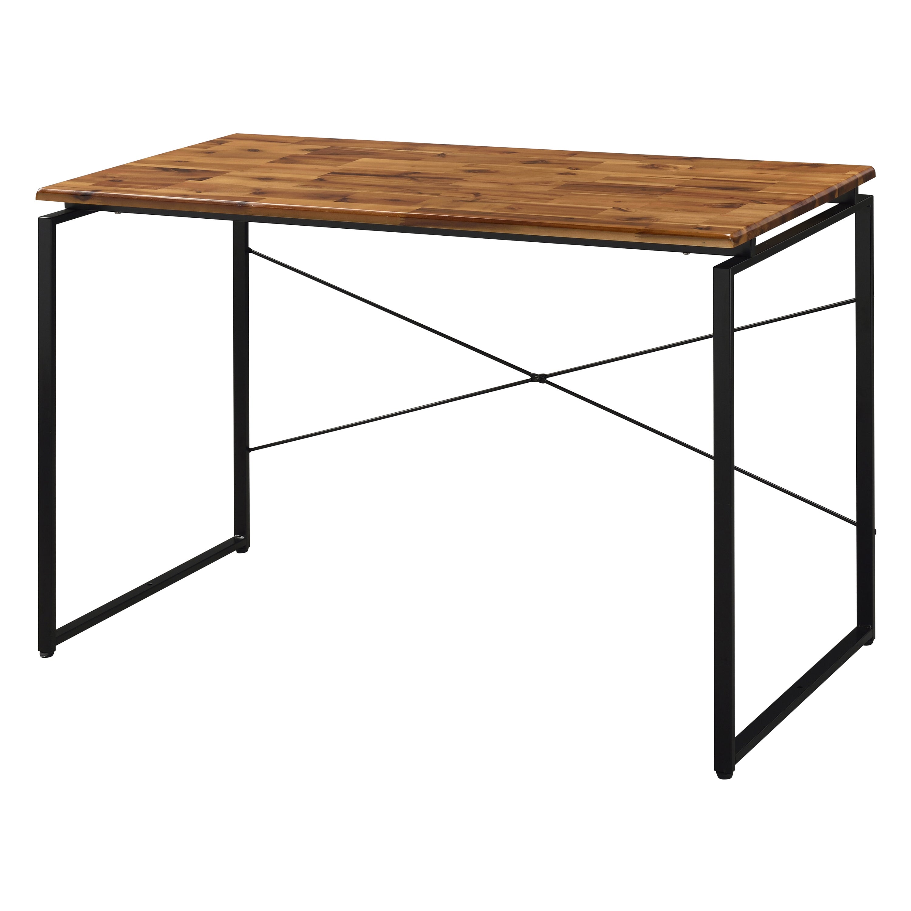 Oak & Black Writing Desk | Modern Metal Sled Base