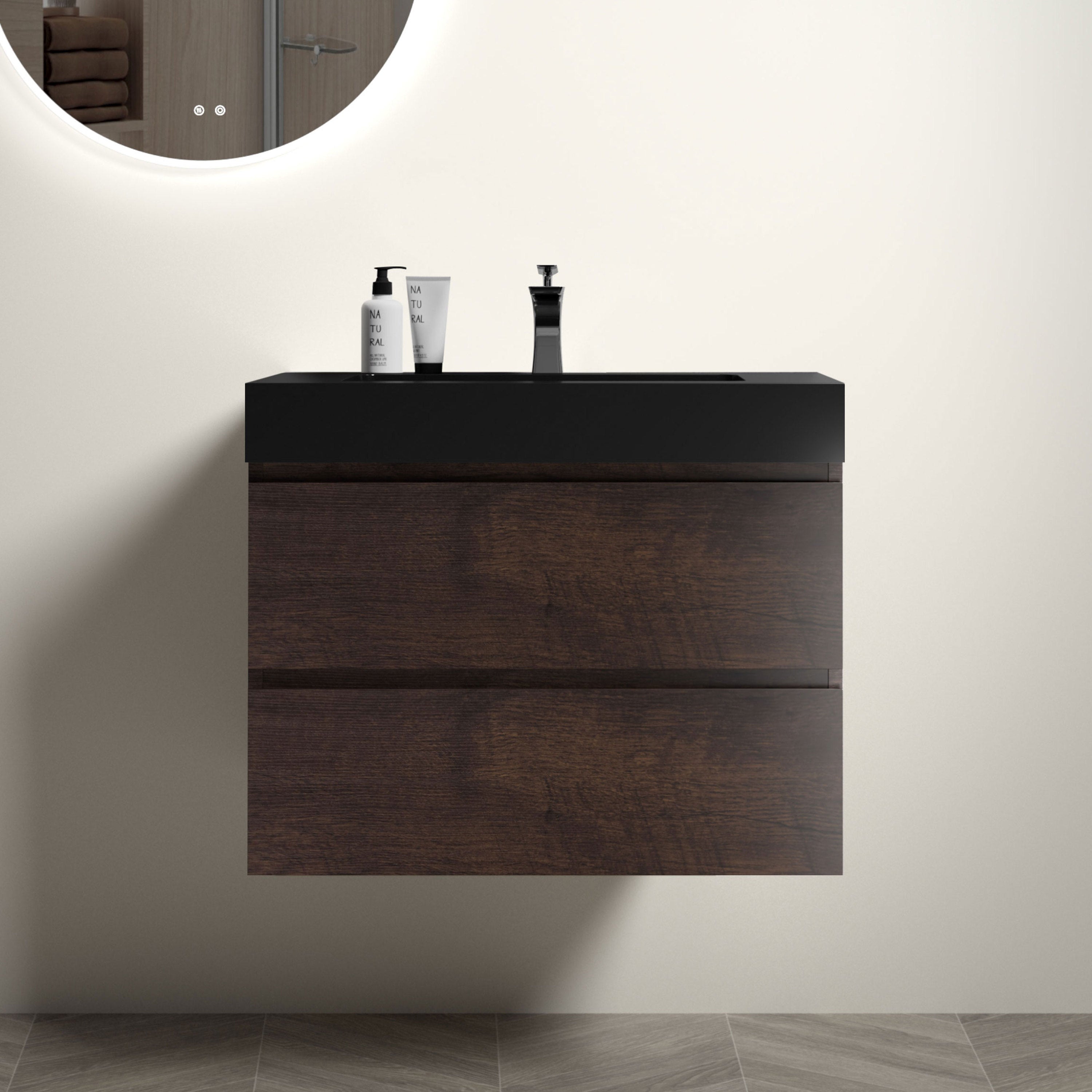 Alice 30" Walnut Floating Bathroom Vanity