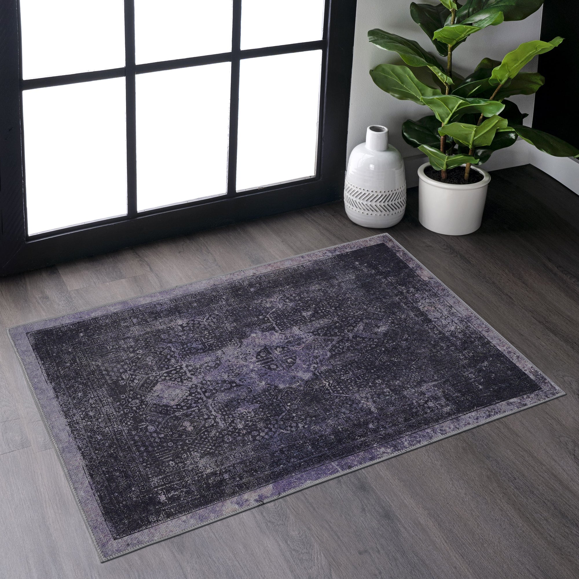 2x3 Machine Washable Area Rug, Low Pile, Non-Slip