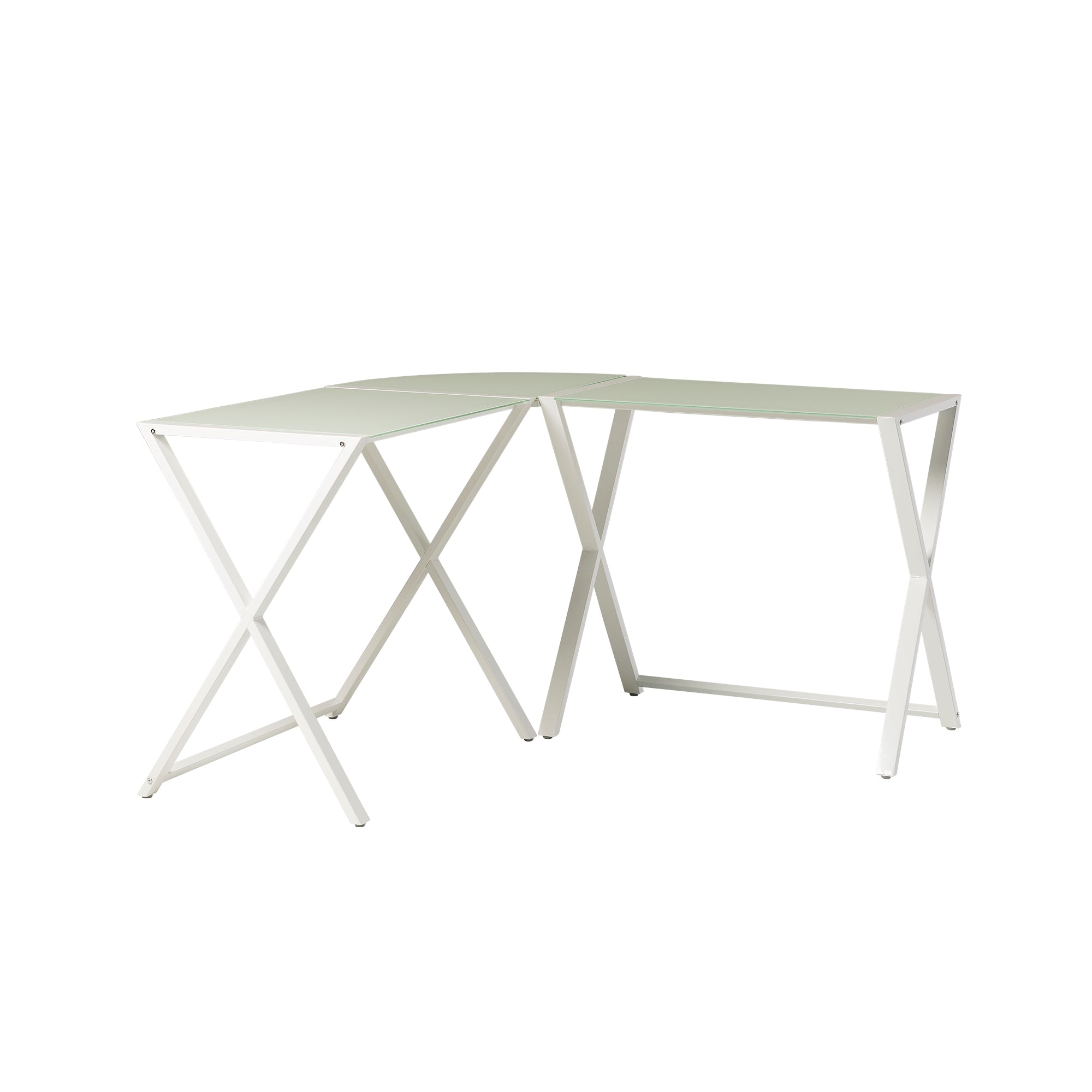 Modern White X-Leg L-Shaped Computer Desk