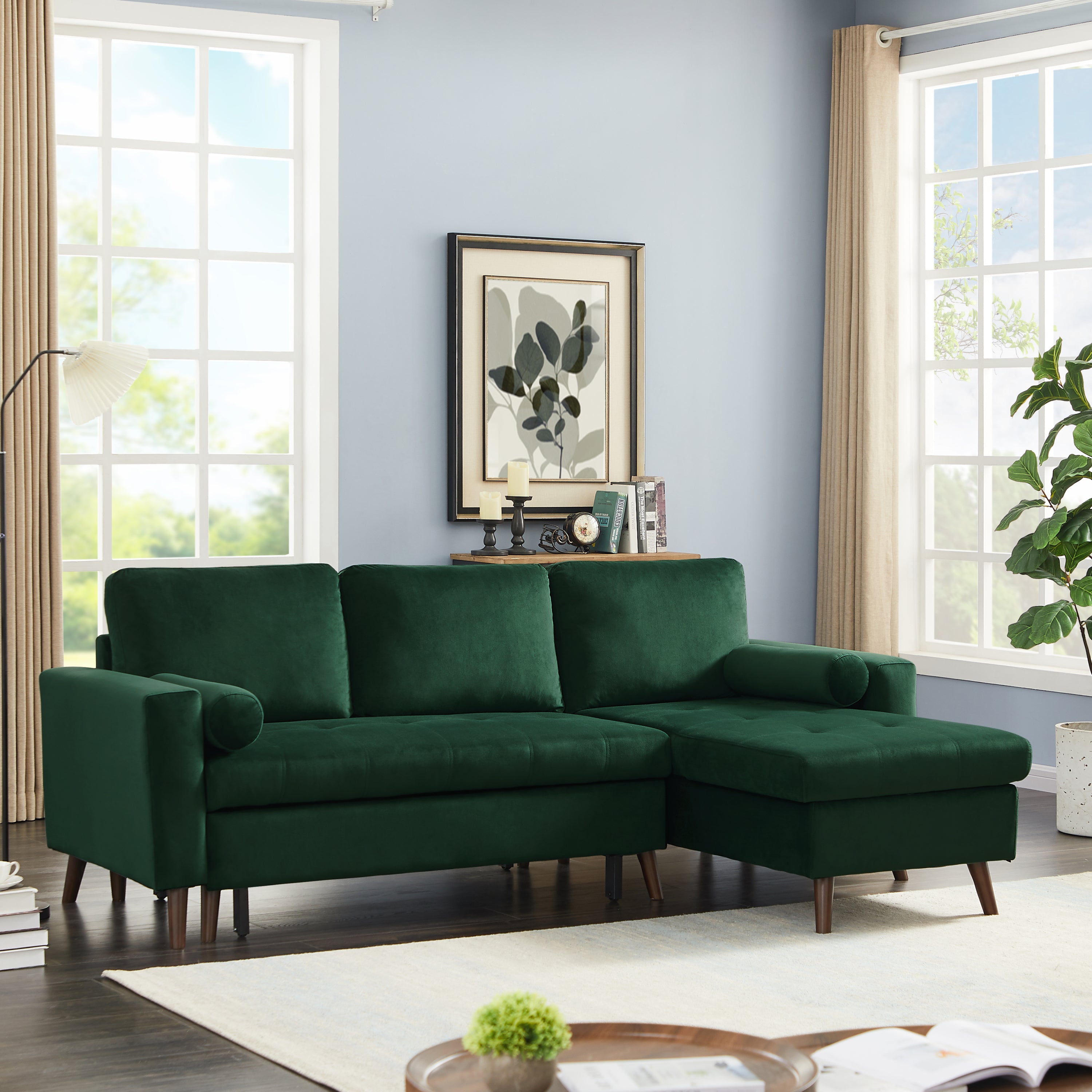 88" Reversible Sleeper Sectional Sofa Bed w/ Storage