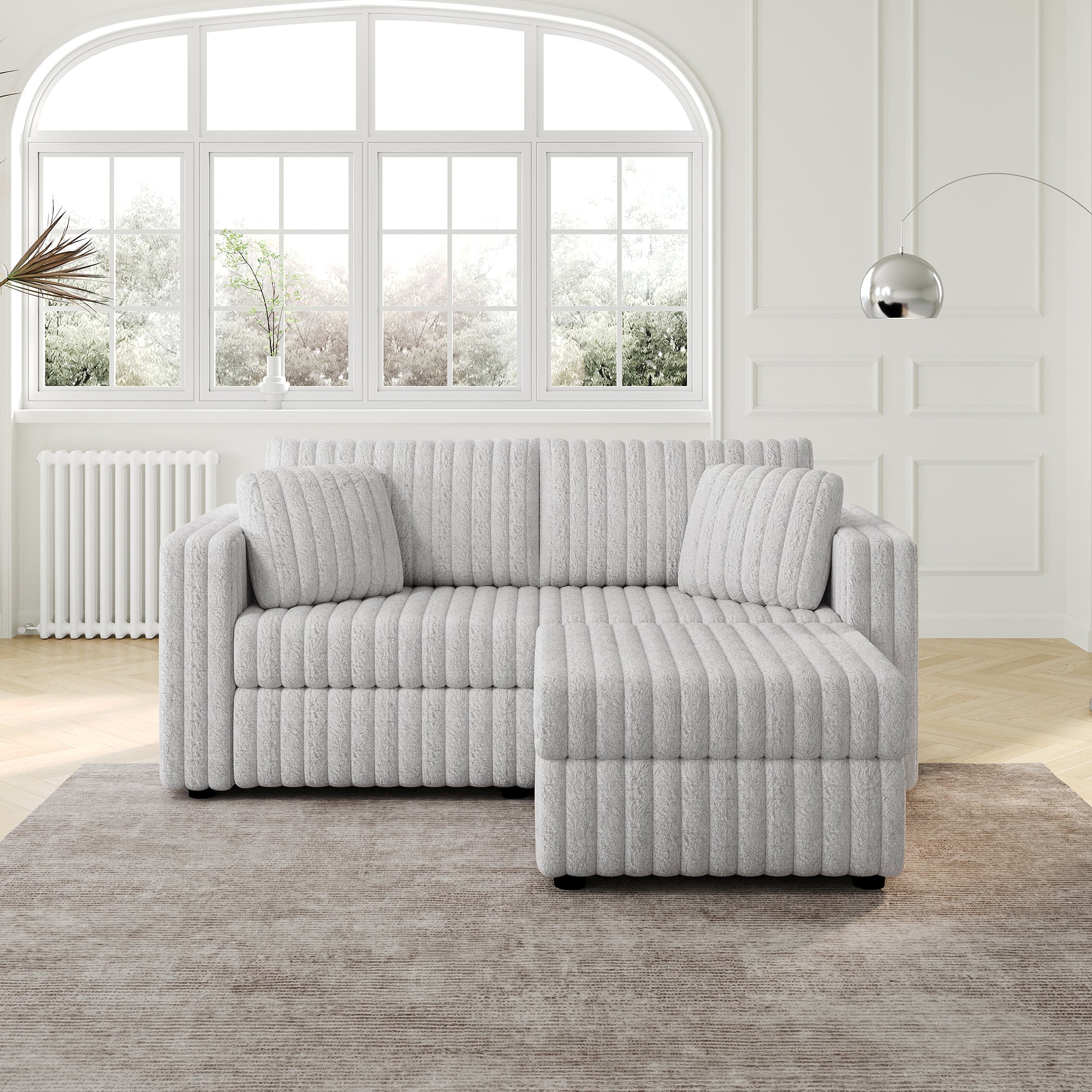 75.6" Soft Modular 2-Seat Sofa w/ Hydraulic Lift - Light Gray