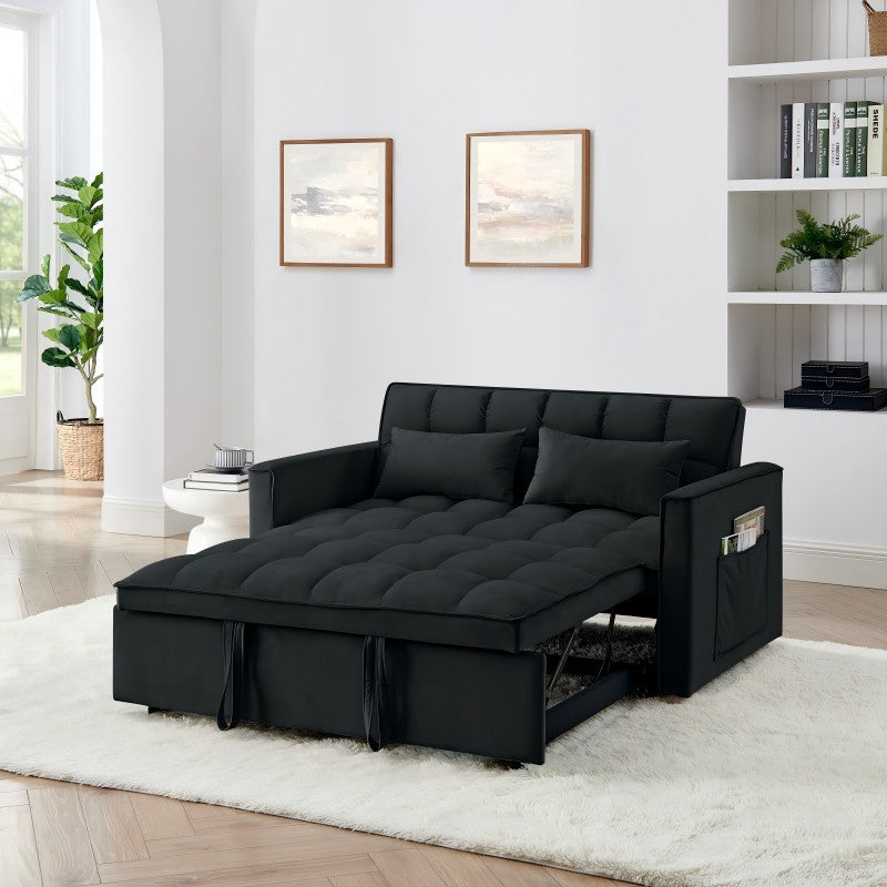 Foldable Sofa Bed (54.33", Black Velvet)