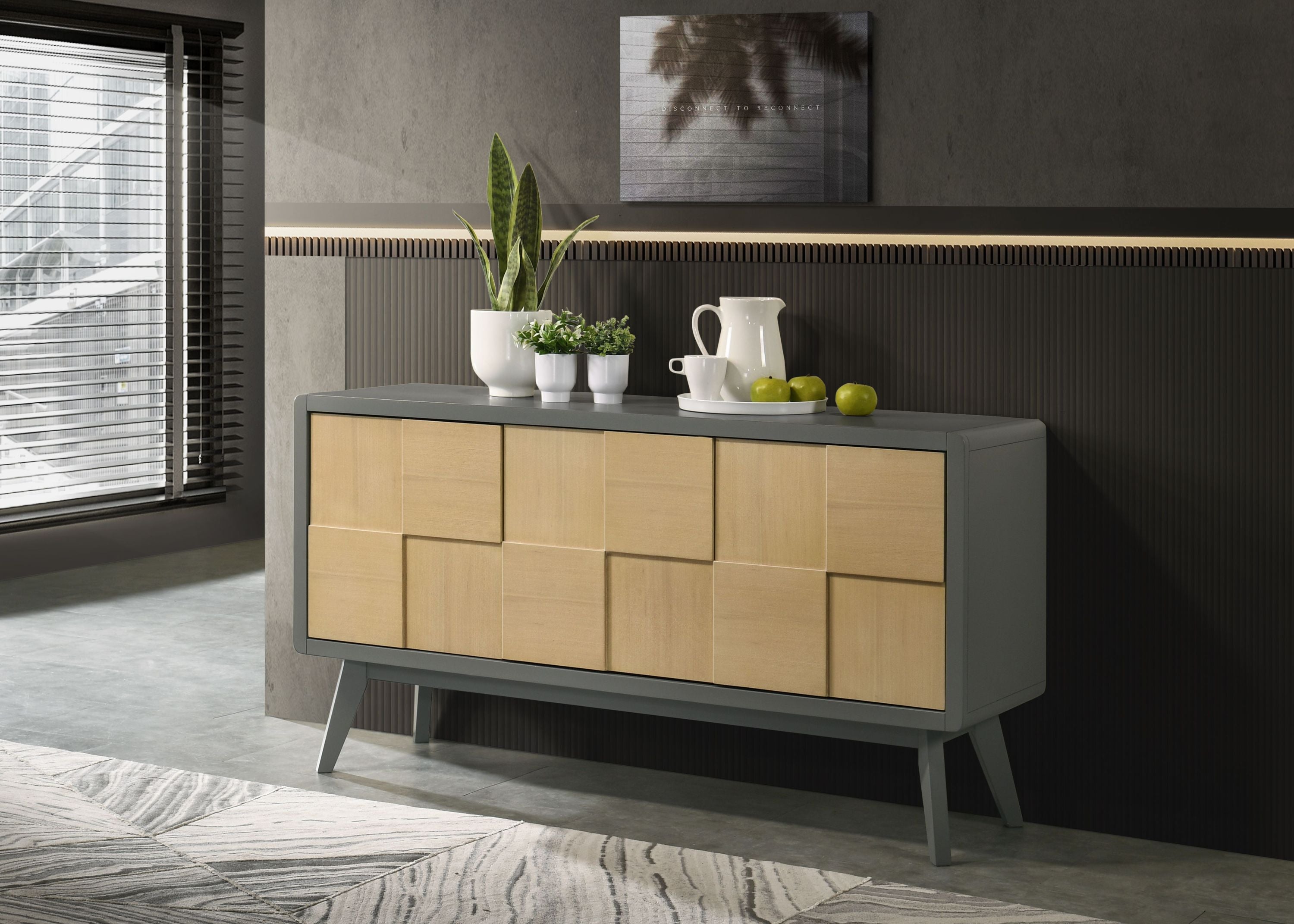 Blayde Server | Light Gray & Natural Patio Furniture