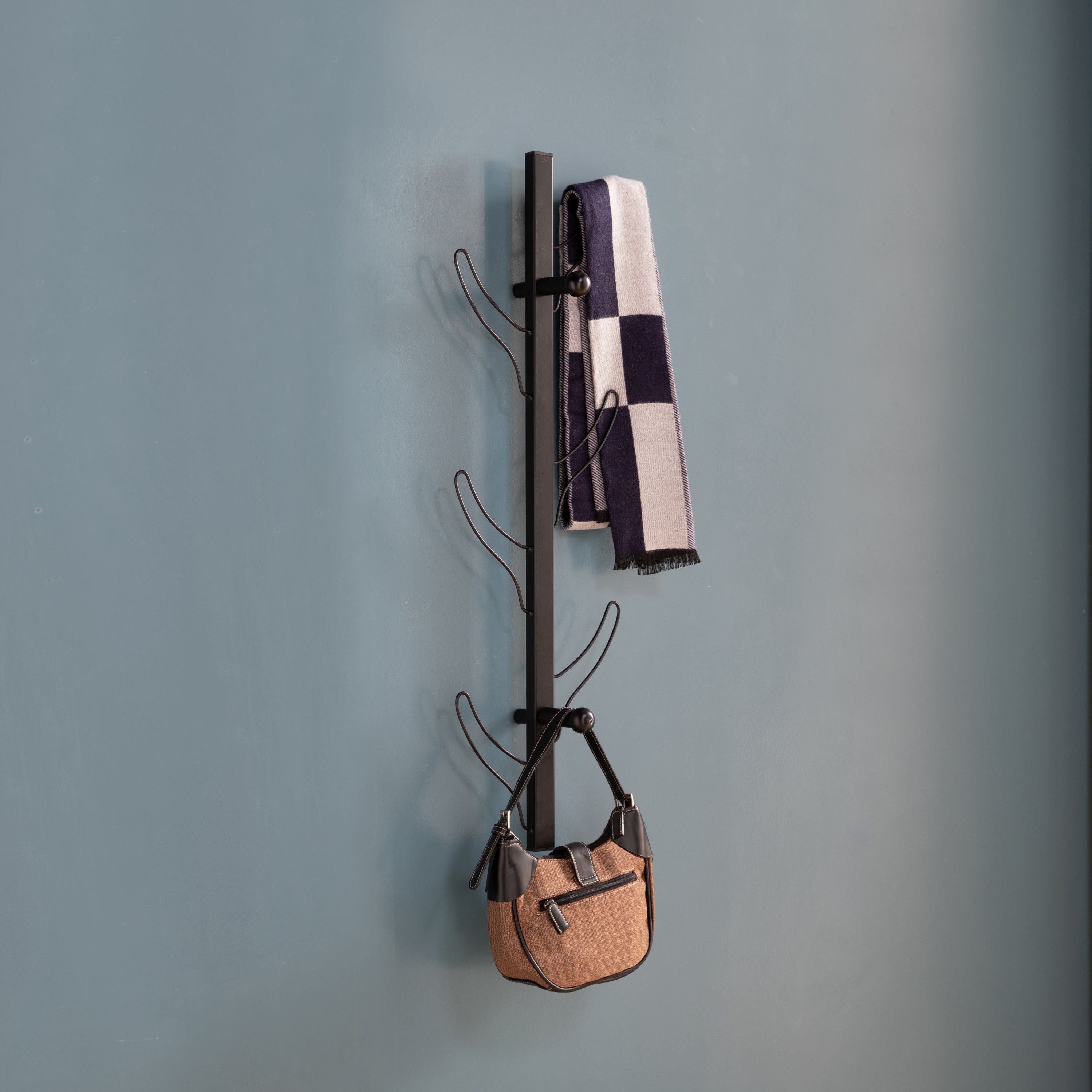 Wall Mounted Coat Rack, Black Entryway Organizer