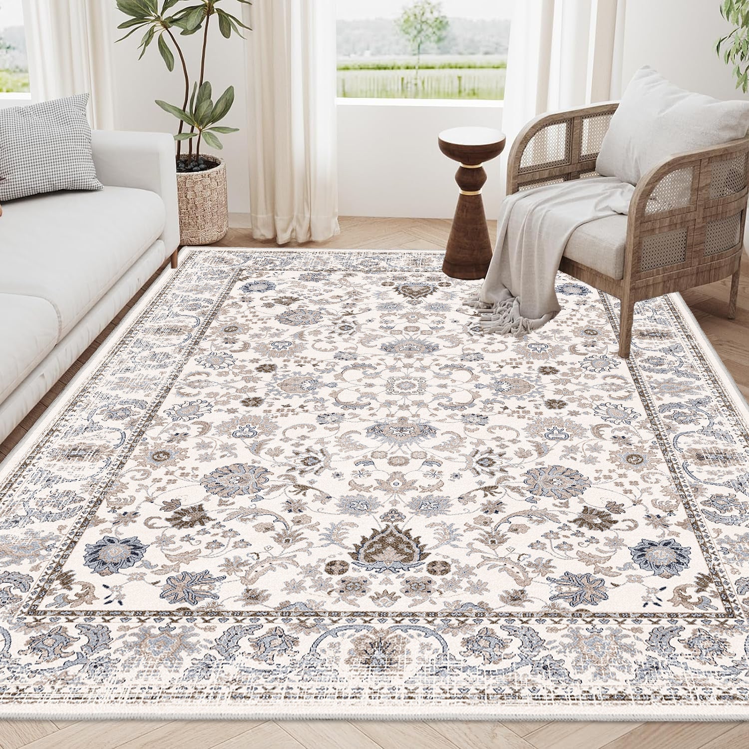 Bohemian 6x9 Area Rug: Washable & Non-Slip