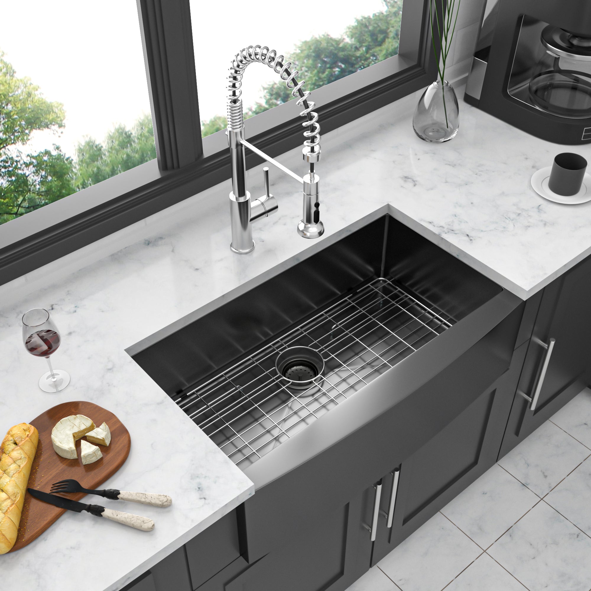 33" Gunmetal Black Farmhouse Kitchen Sink