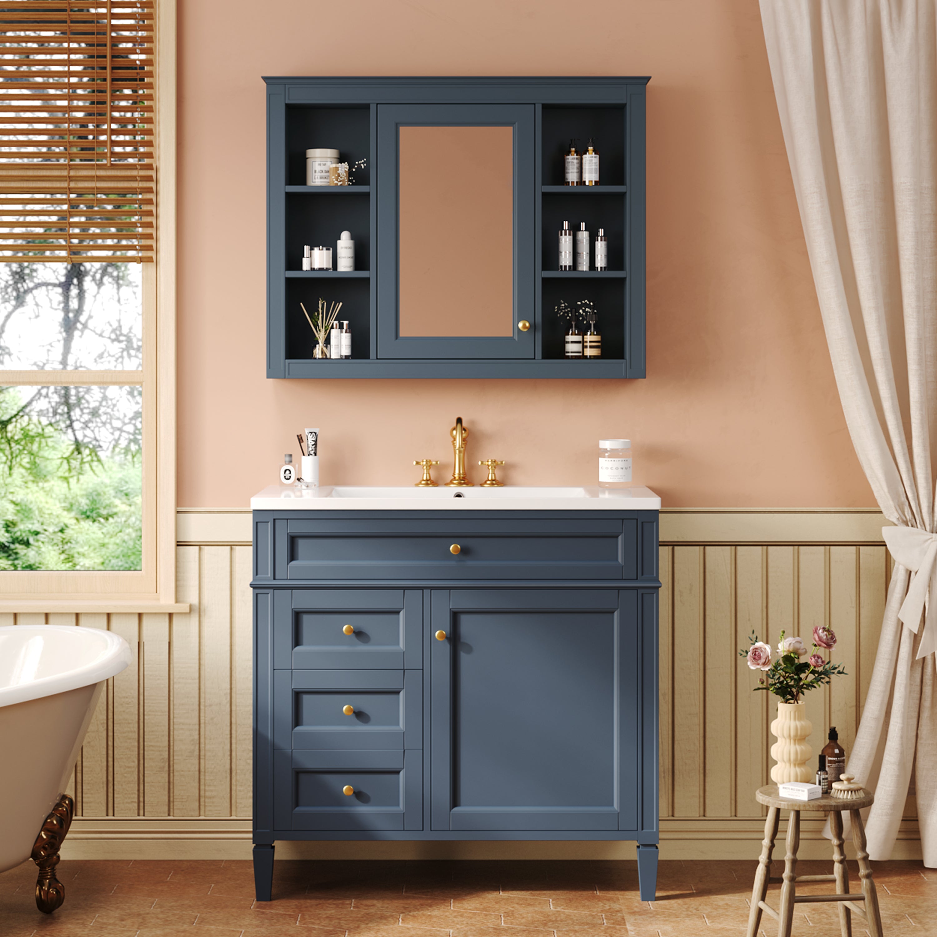 36" Modern Bathroom Vanity with Medicine Cabinet