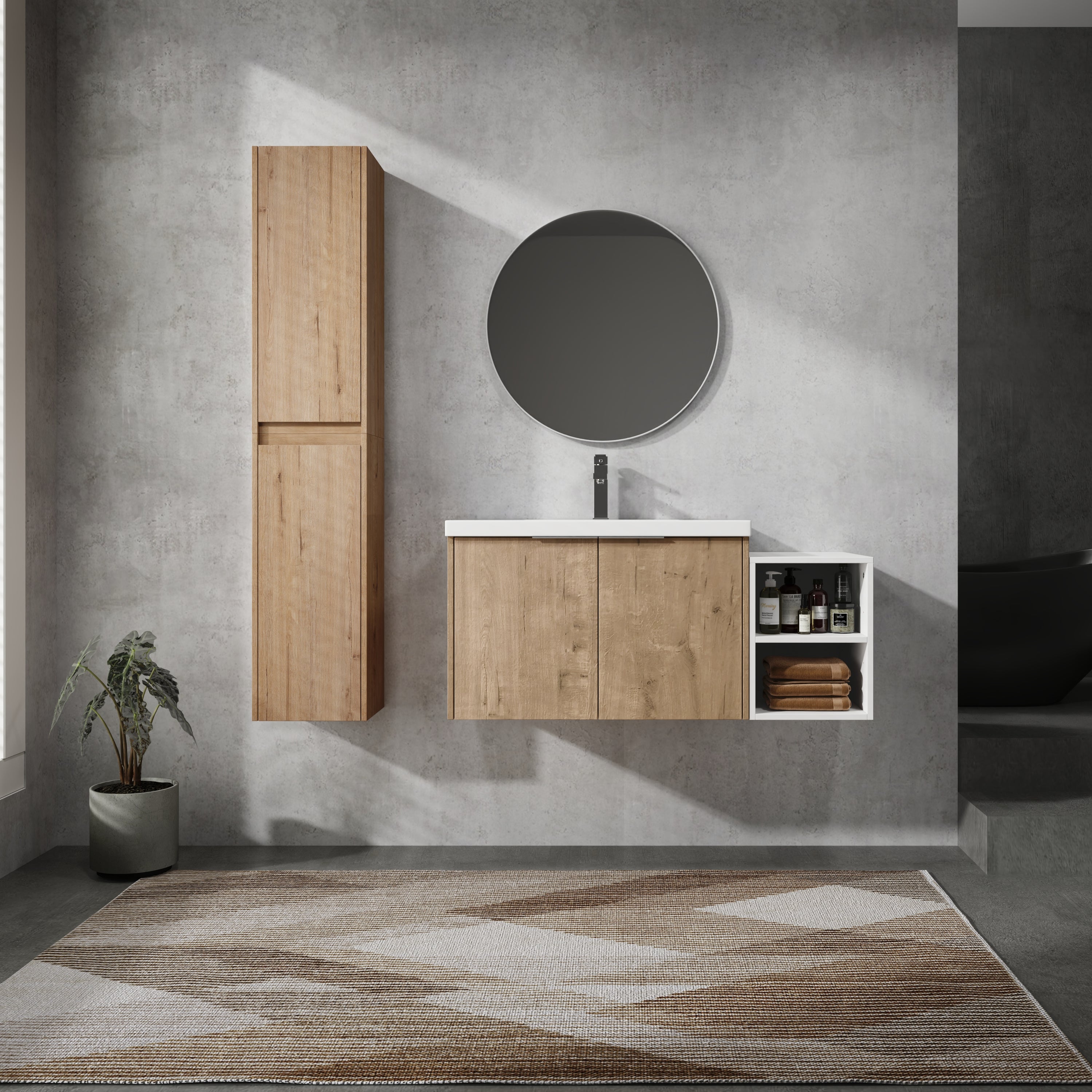 Wall-Mounted Bathroom Vanity with Sink & Cabinet