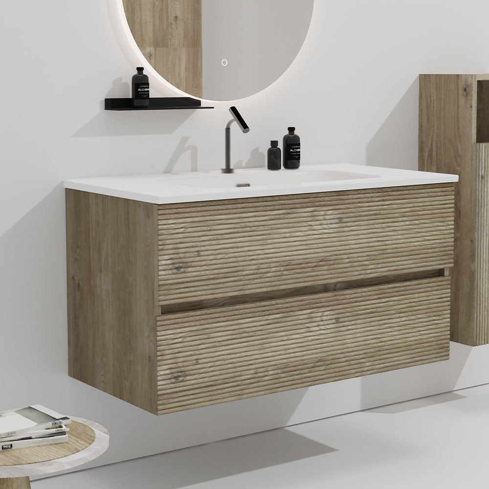 Gloria 36" Oak Vanity: Modern Bathroom Storage