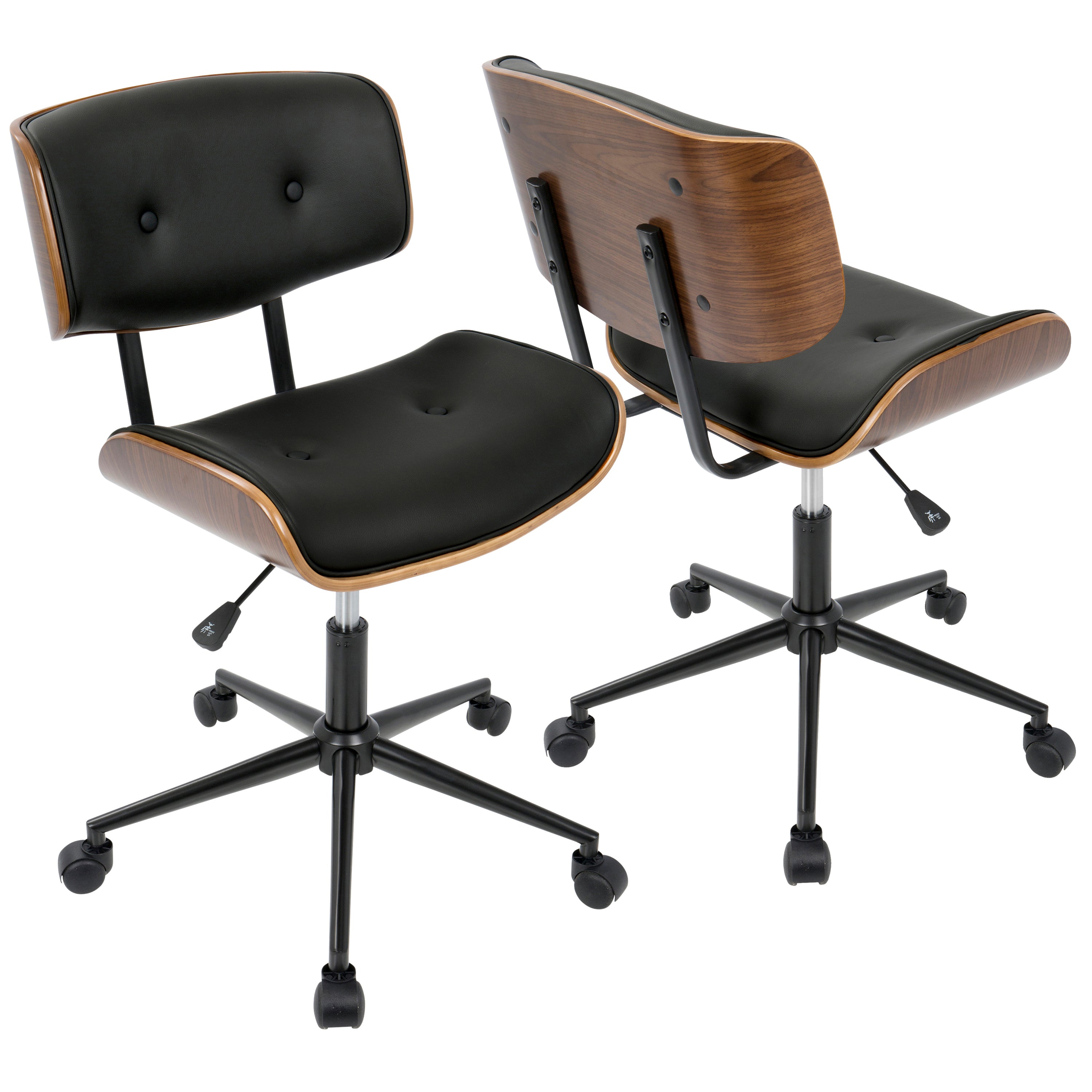 Mid-Century Modern Office Chair, Walnut & Black