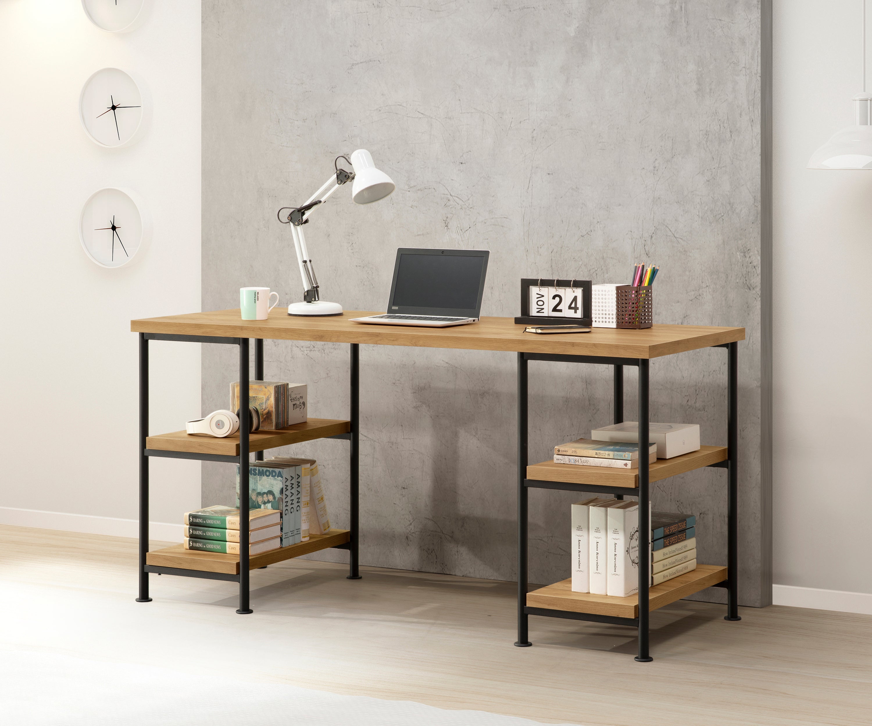 Golden Oak Desk | Solid Wood Writing Desk | Home Office Furniture