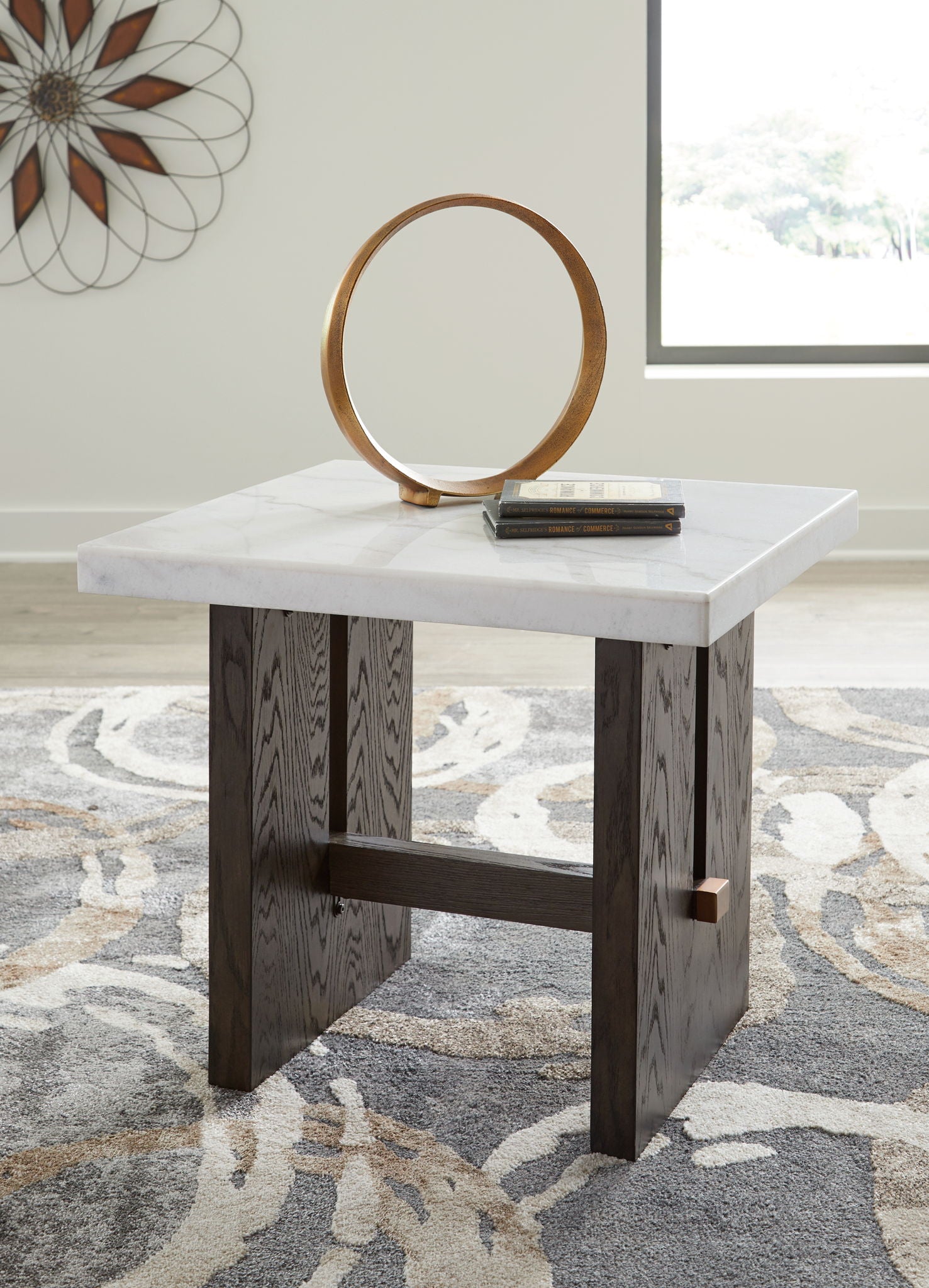 Burkhaus - Rectangular End Table - White / Dark Brown