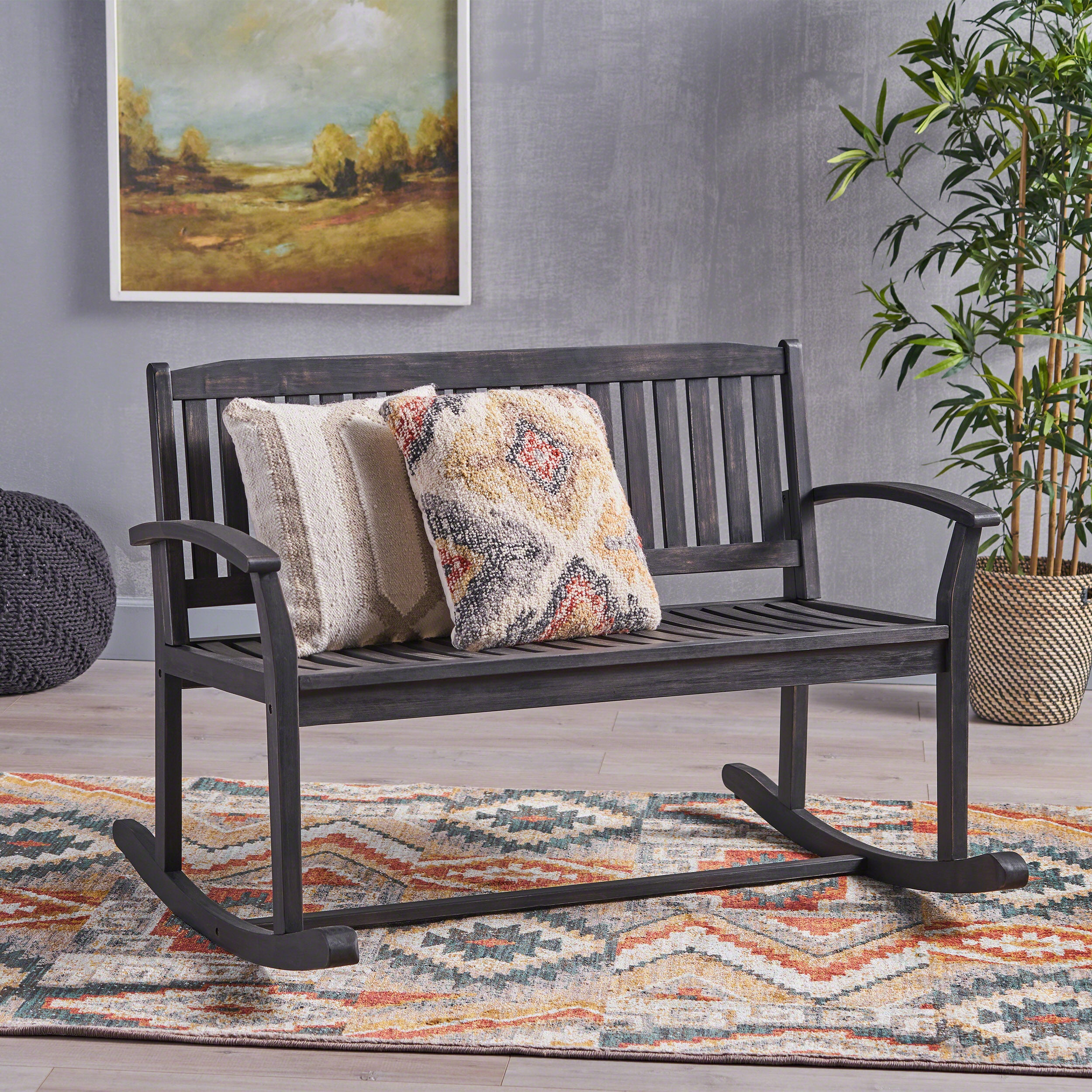 Baxter Acacia Wood Rocking Loveseat