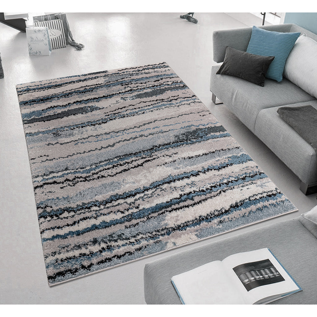 Woven Watercolor Abstract Stripe Rug