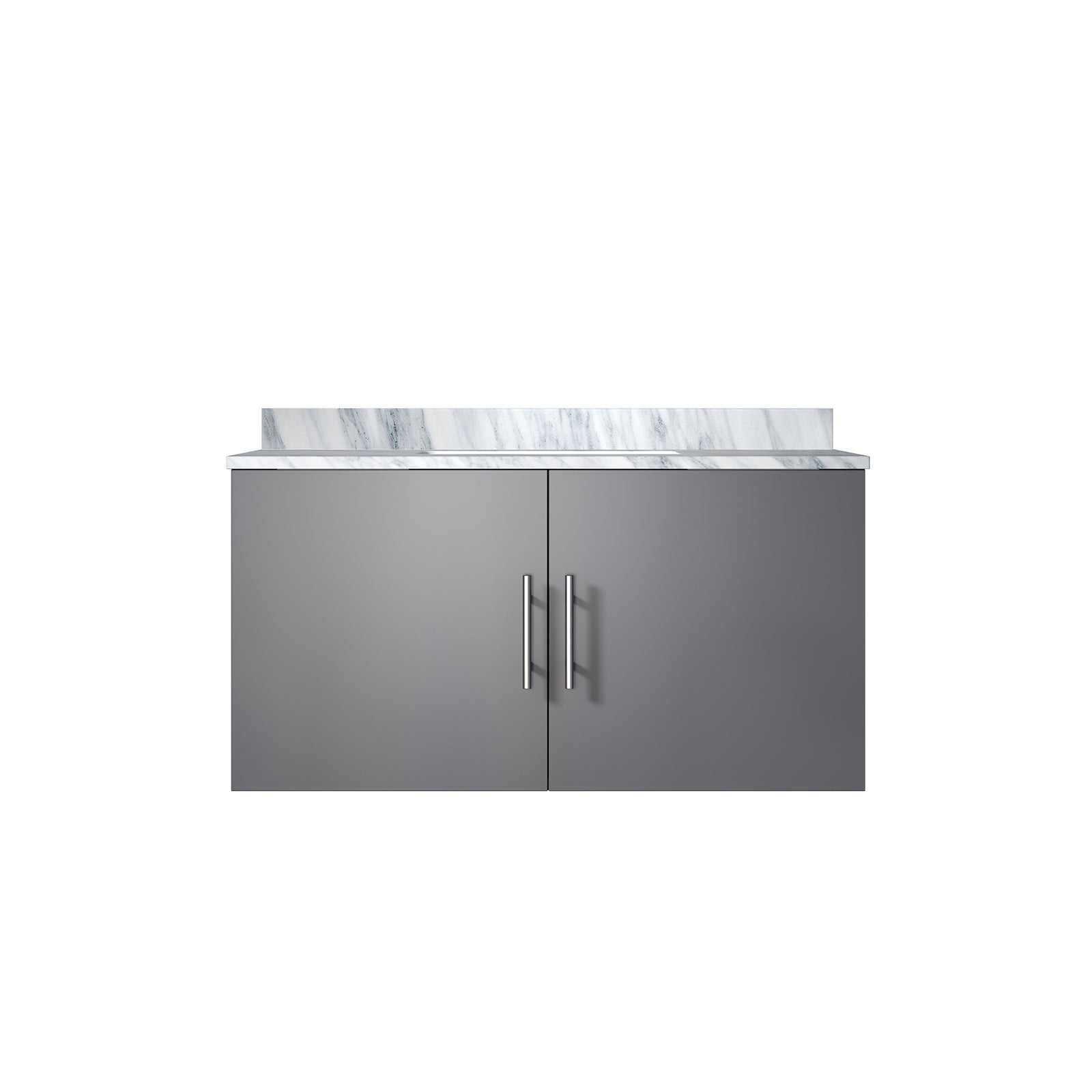 36" Dark Grey Bath Vanity w/ Carrara Marble Top