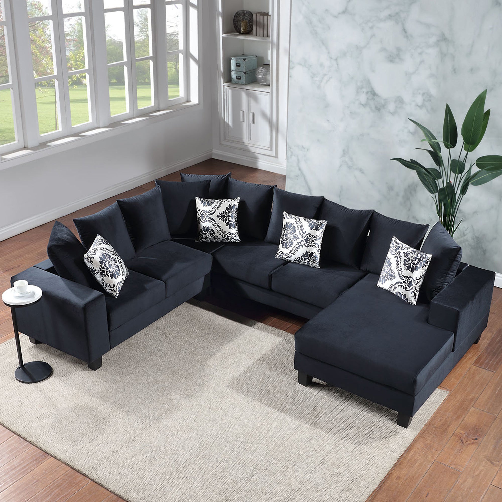 Modern U-Shape Velvet Sectional Sofa | 110" | 2 Colors