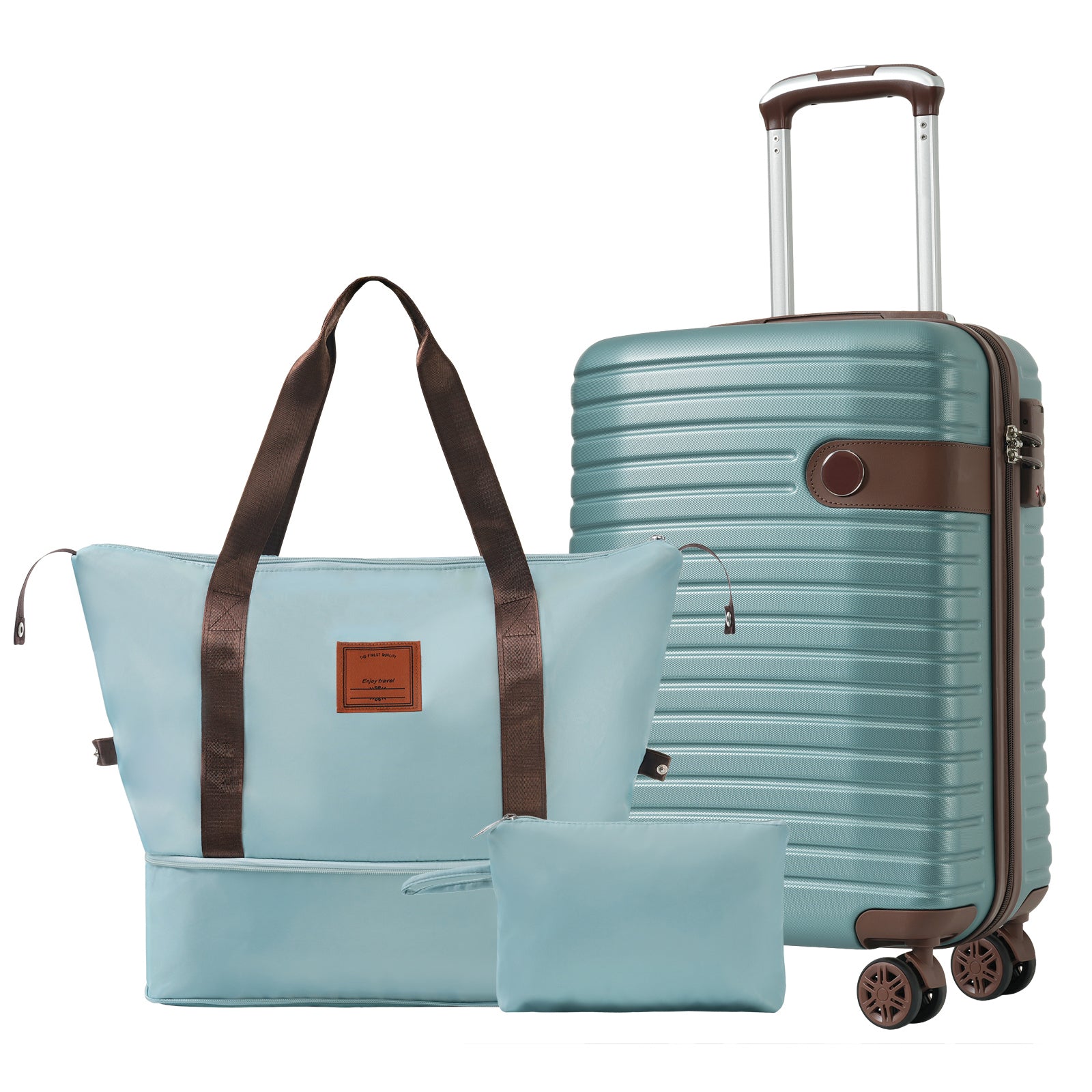 Lightweight Carry-On Luggage Set: 20" Blue